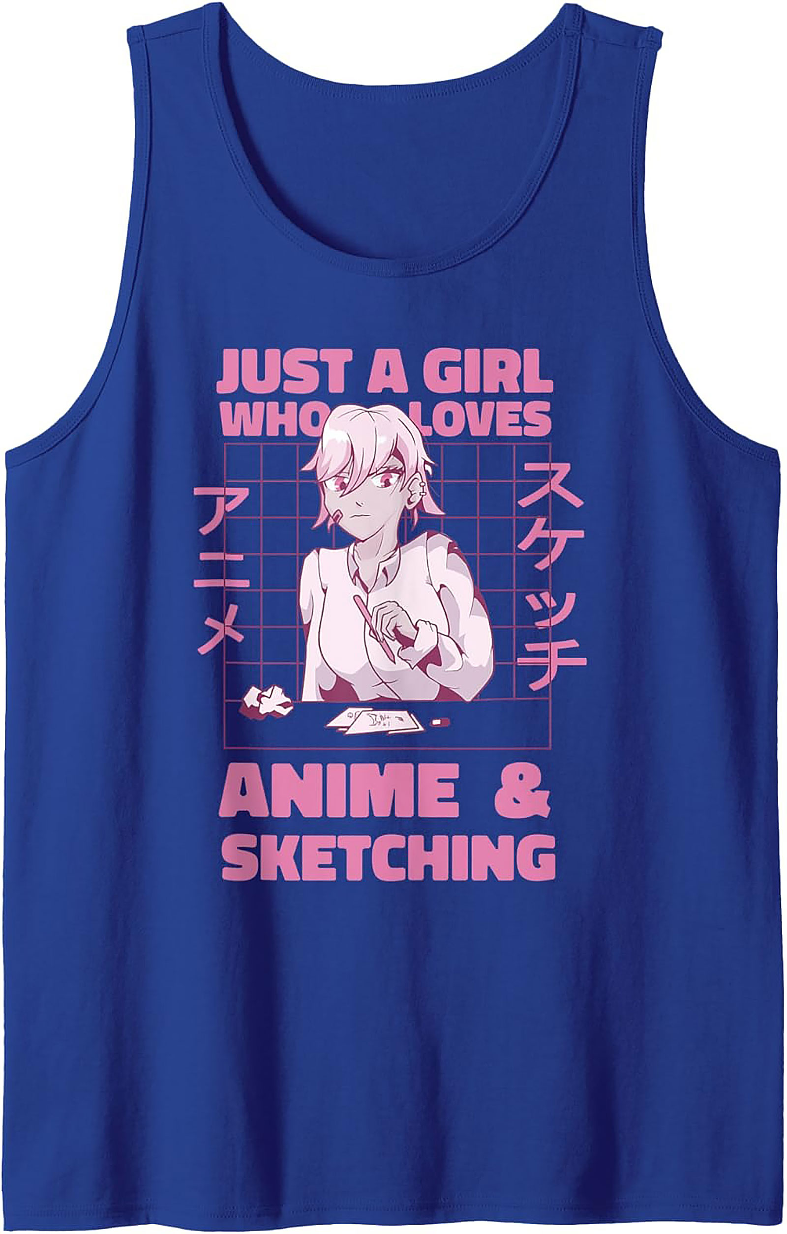Anime Sketching Graphic Tank | Fun Artist Sleeveless Shirt