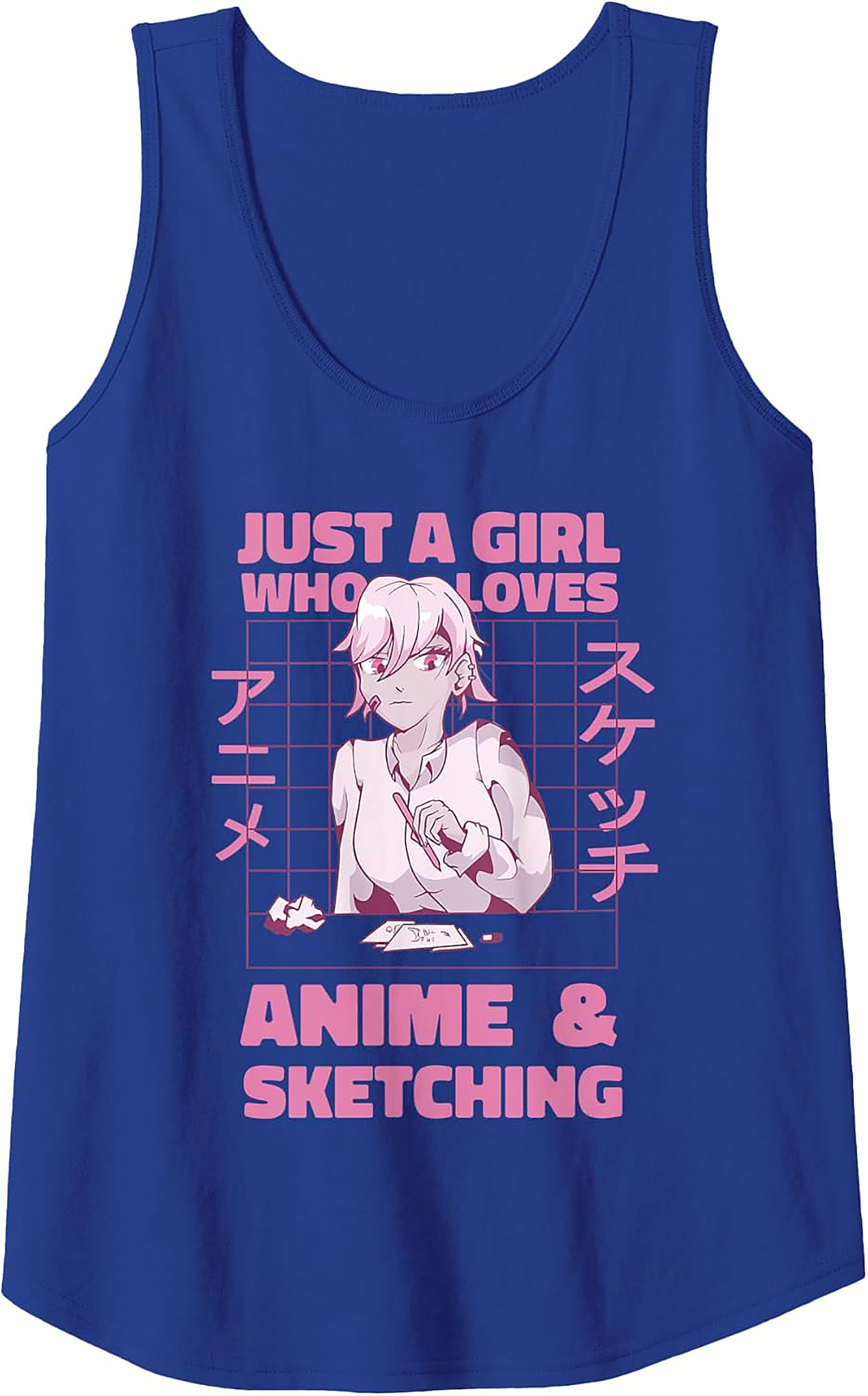 Anime Sketching Graphic Tank | Fun Artist Sleeveless Shirt