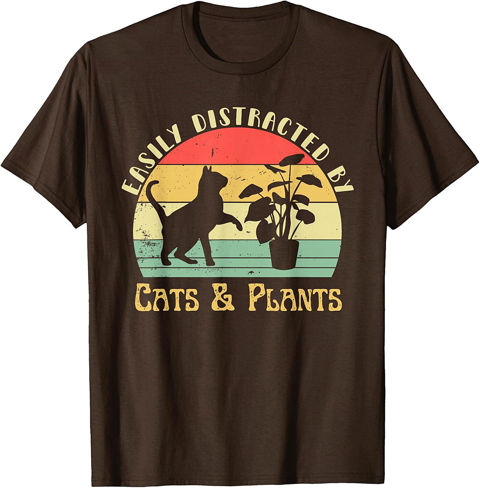 Cats & Plants Funny T-shirt Retro Cat Lover Graphic Tee