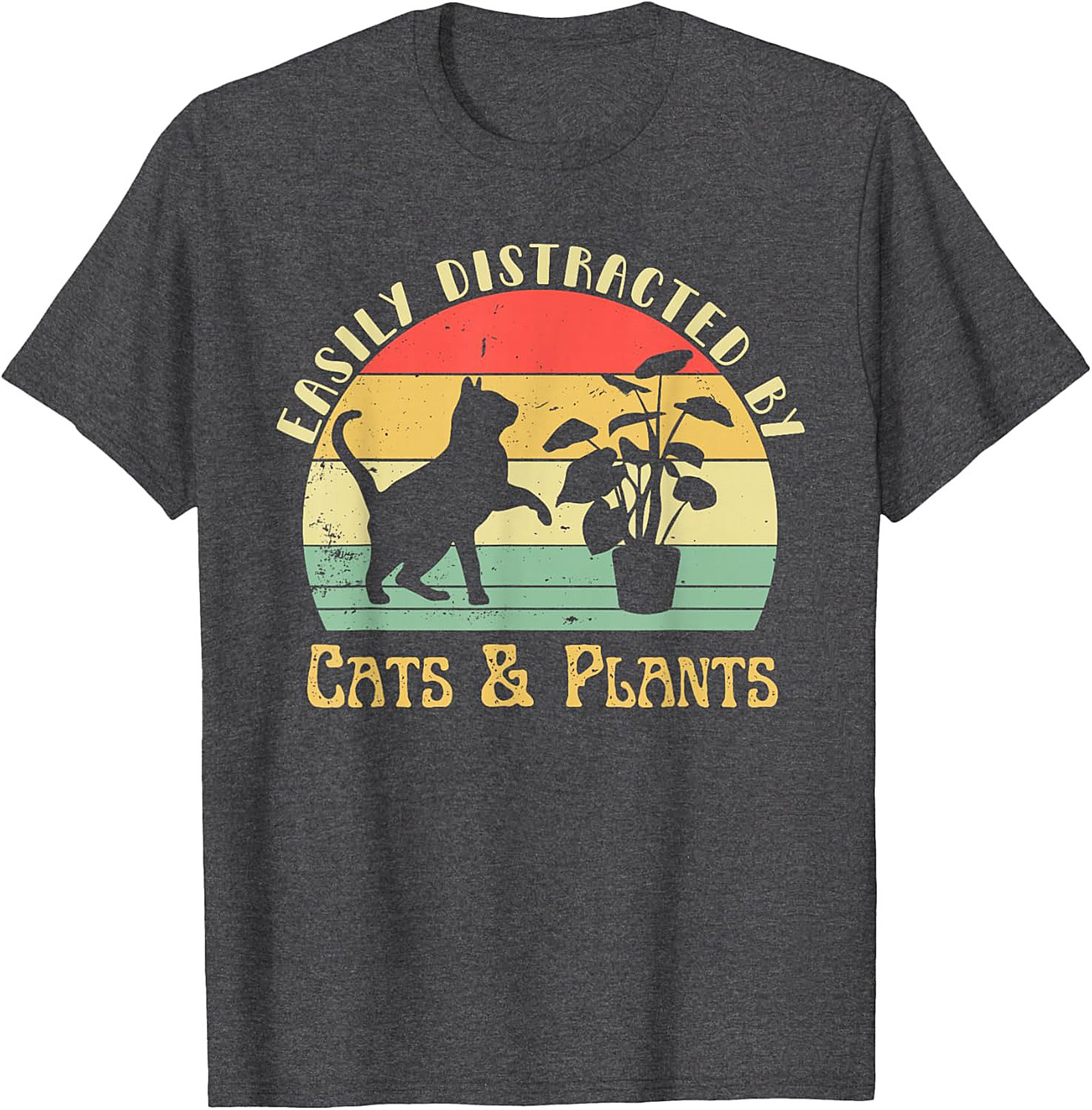 Cats & Plants Funny T-shirt Retro Cat Lover Graphic Tee