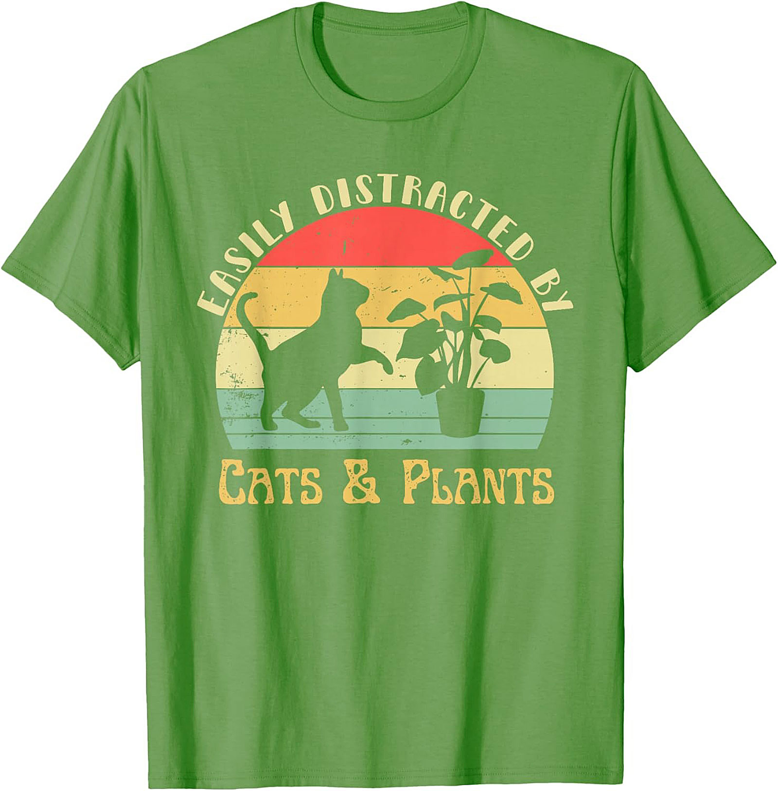 Cats & Plants Funny T-shirt Retro Cat Lover Graphic Tee