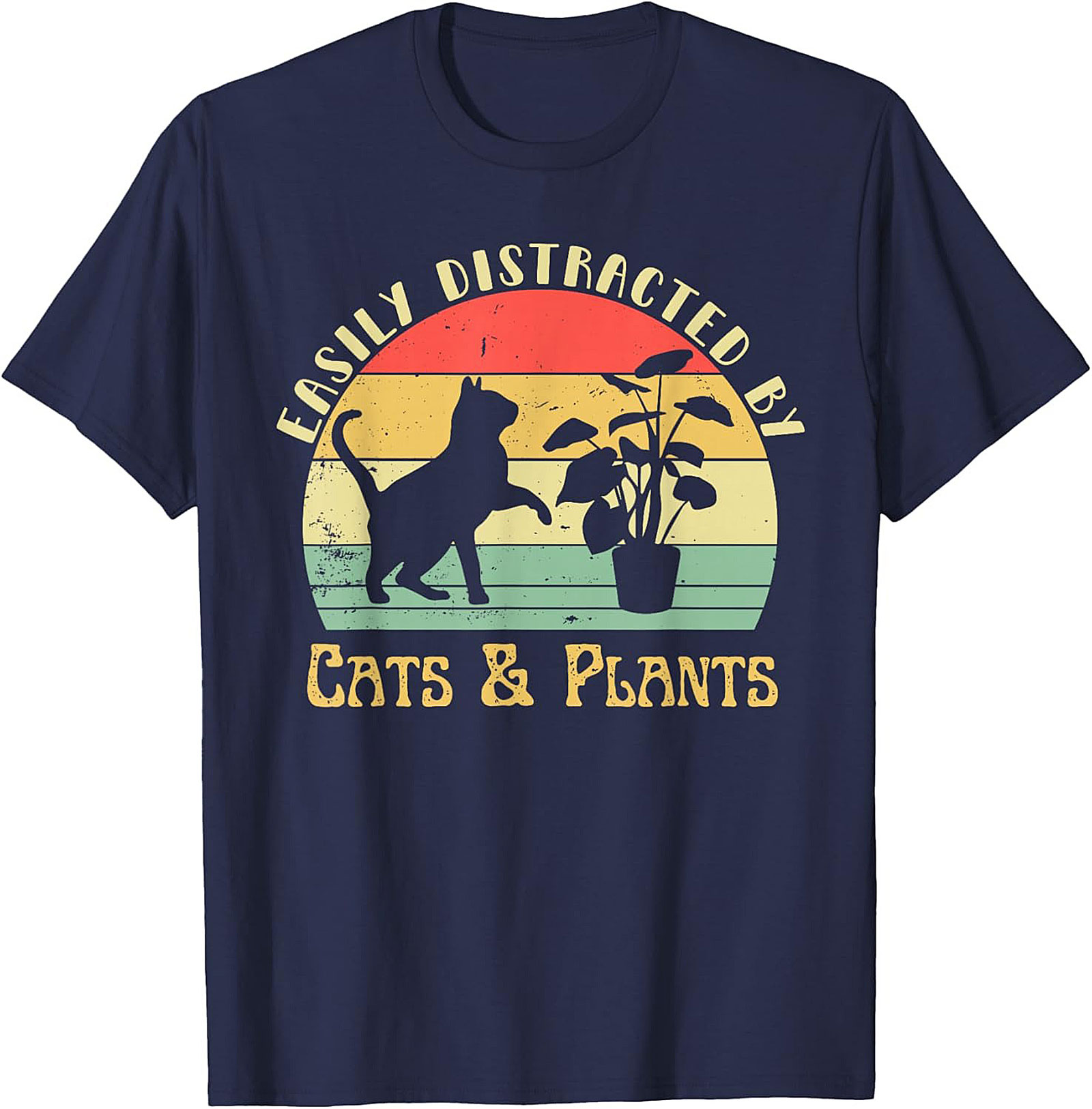 Cats & Plants Funny T-shirt Retro Cat Lover Graphic Tee