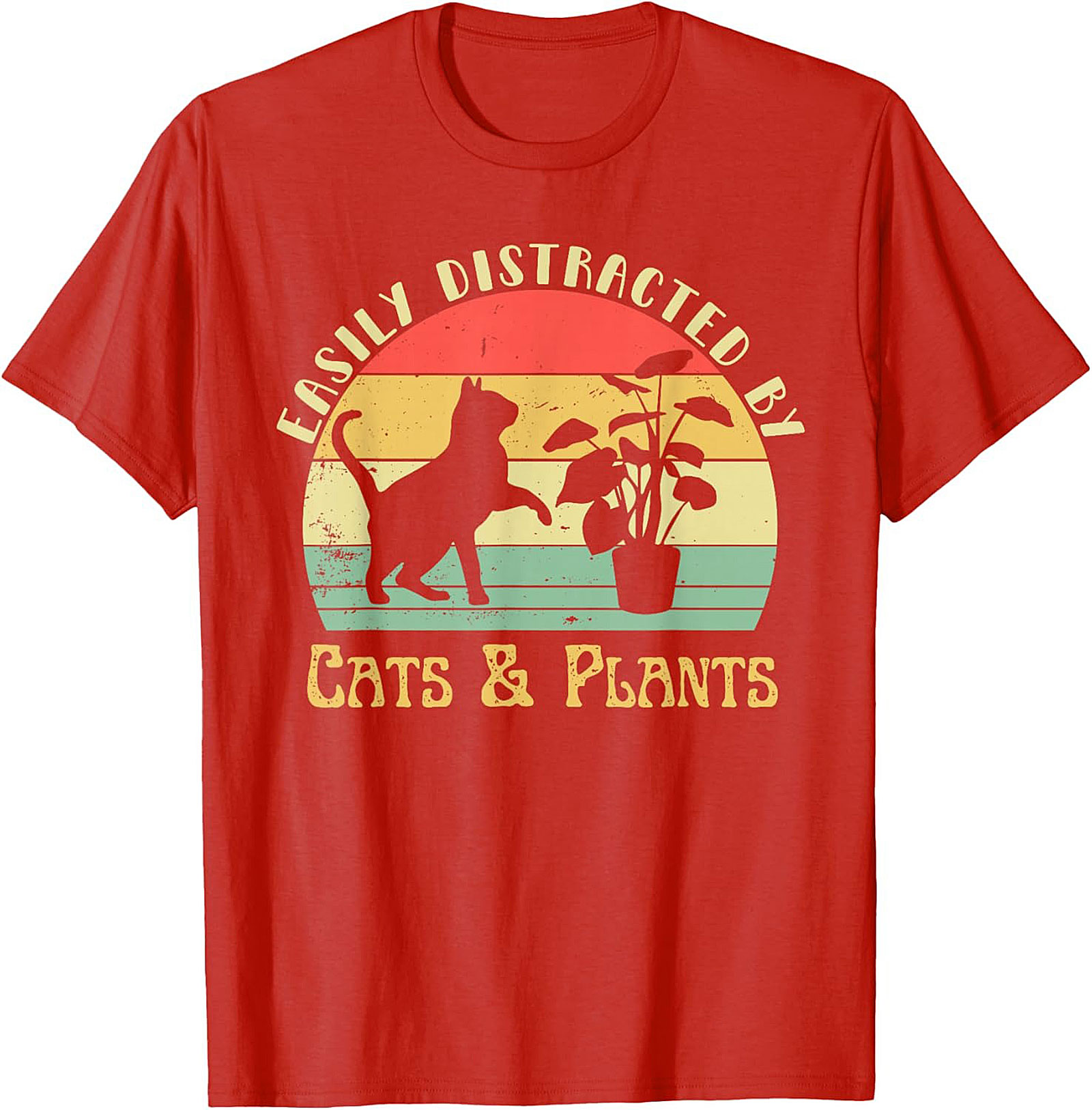 Cats & Plants Funny T-shirt Retro Cat Lover Graphic Tee
