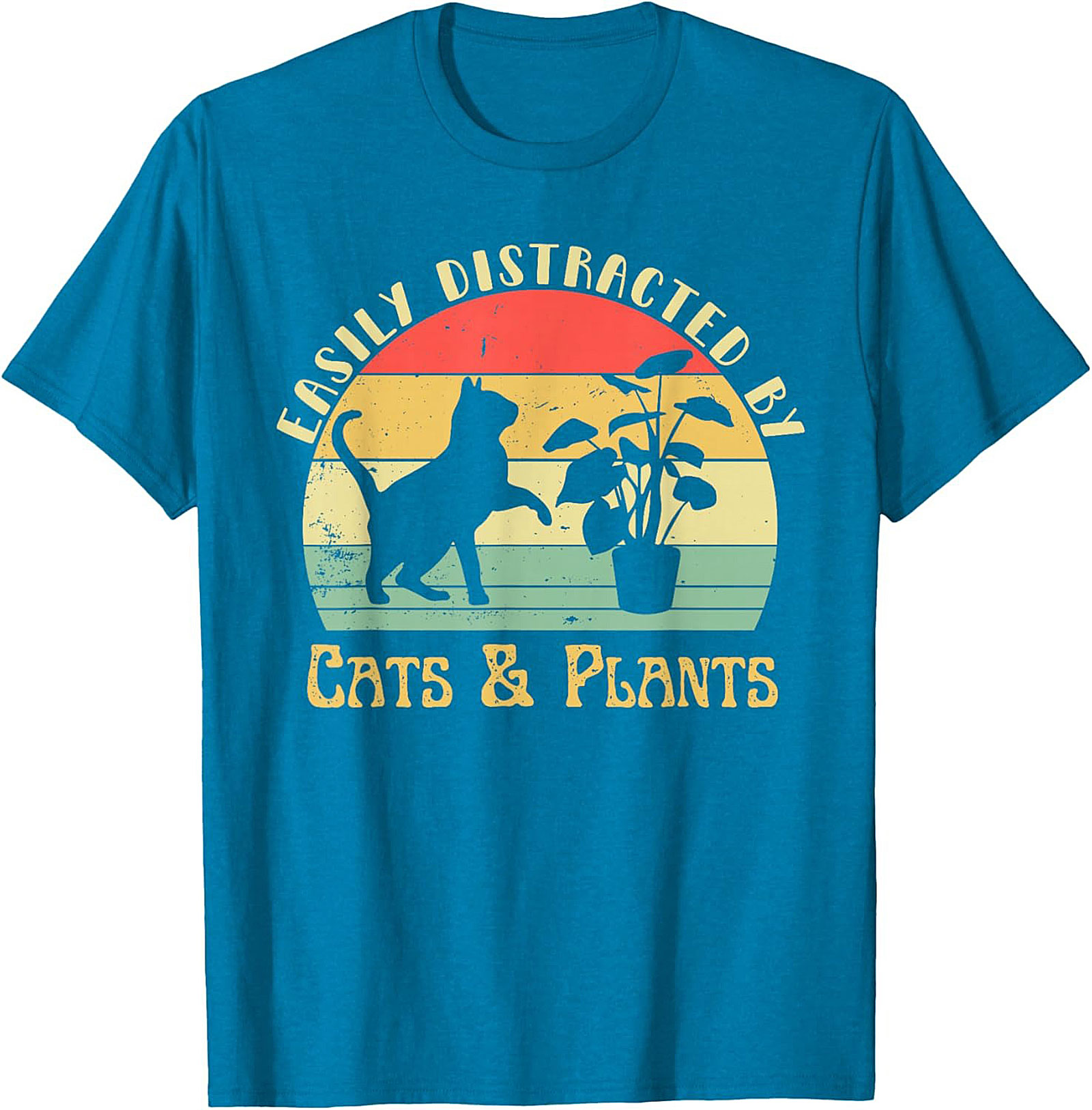 Cats & Plants Funny T-shirt Retro Cat Lover Graphic Tee