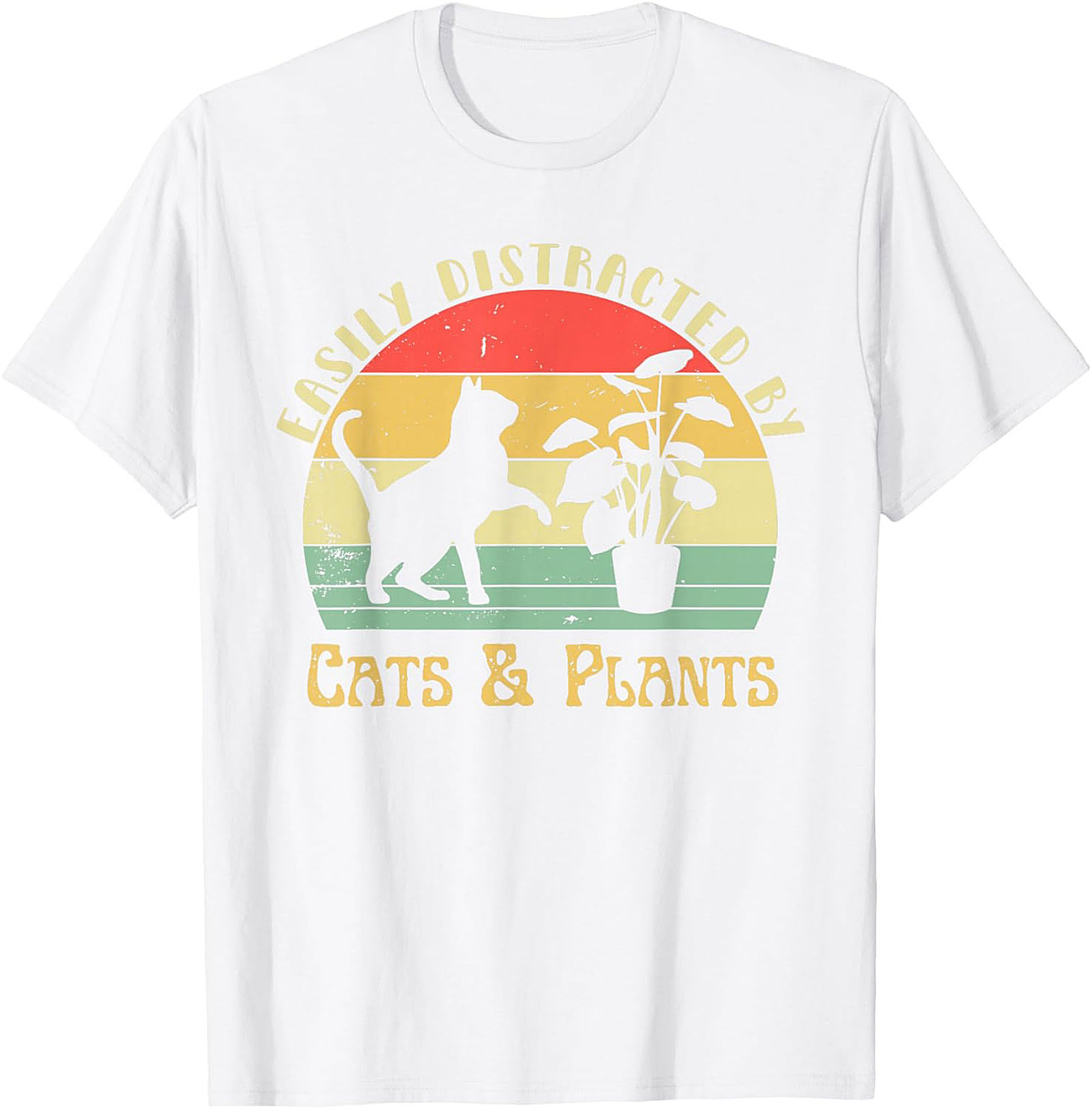 Cats & Plants Funny T-shirt Retro Cat Lover Graphic Tee