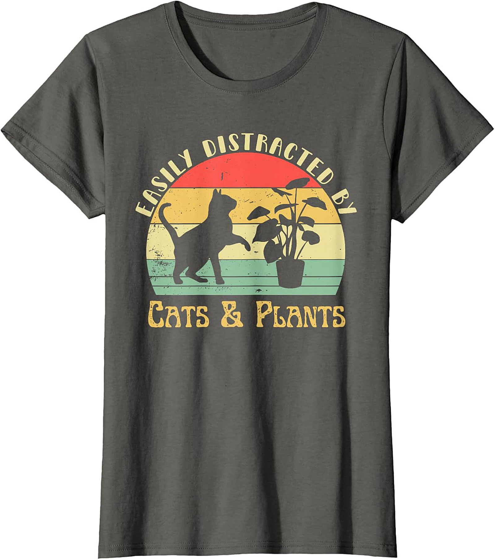 Cats & Plants Funny T-shirt Retro Cat Lover Graphic Tee