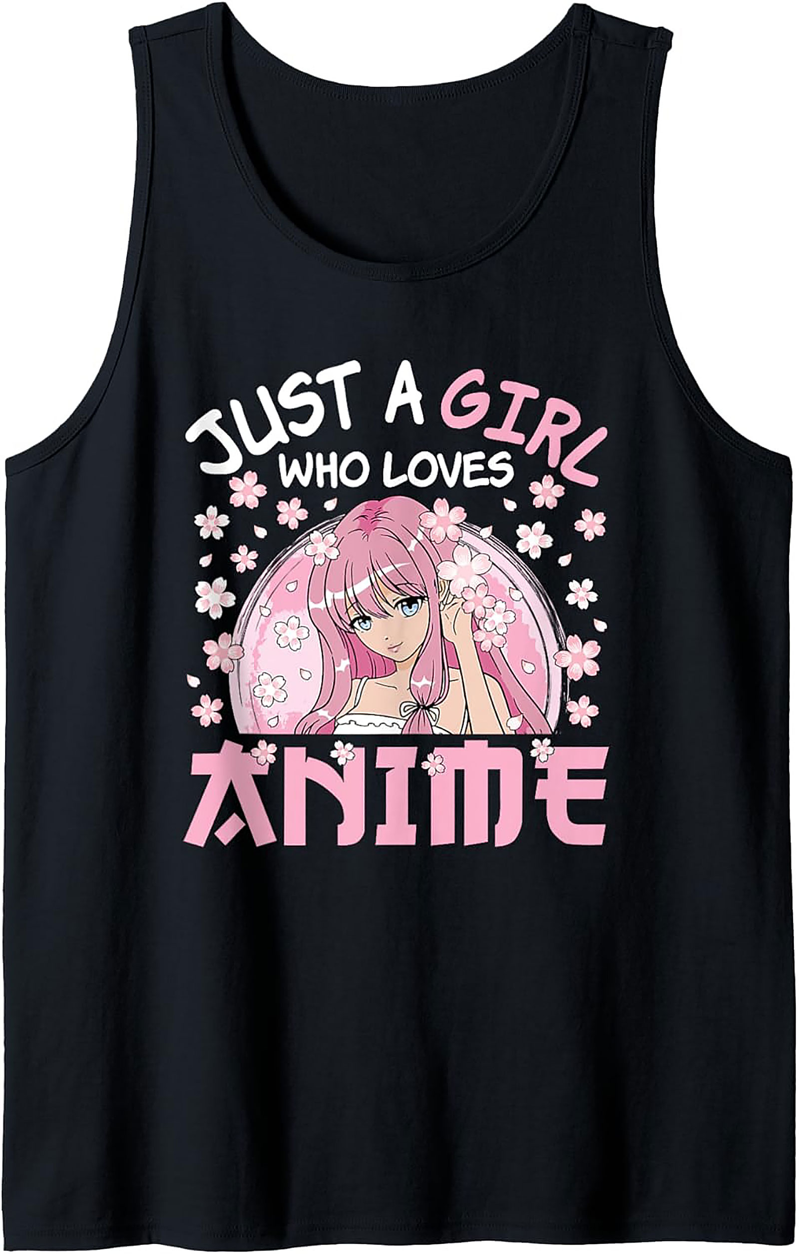 Kawaii Anime Girl Tank Top | Pink Hair Graphic Sleeveless Shirt