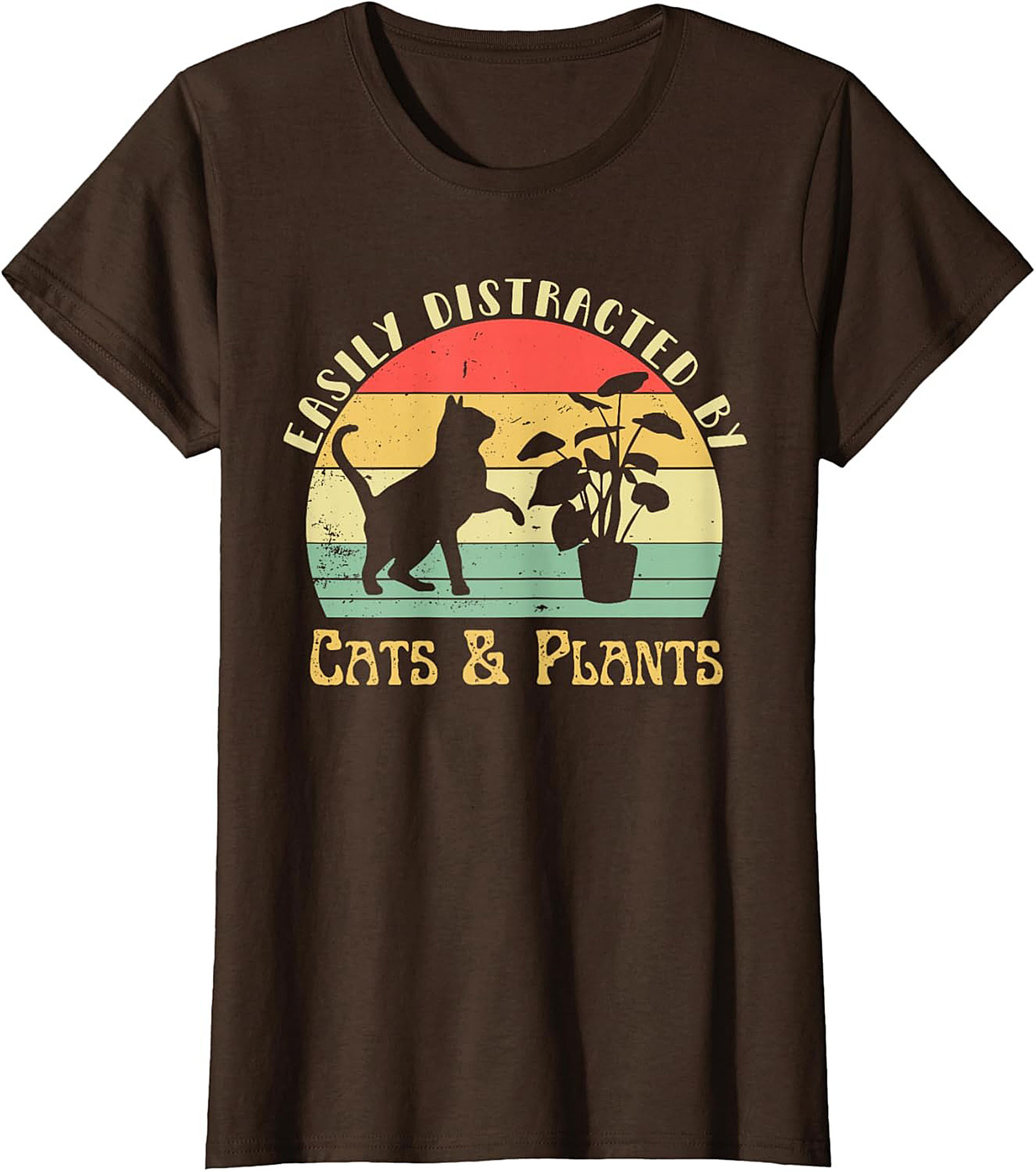 Cats & Plants Funny T-shirt Retro Cat Lover Graphic Tee