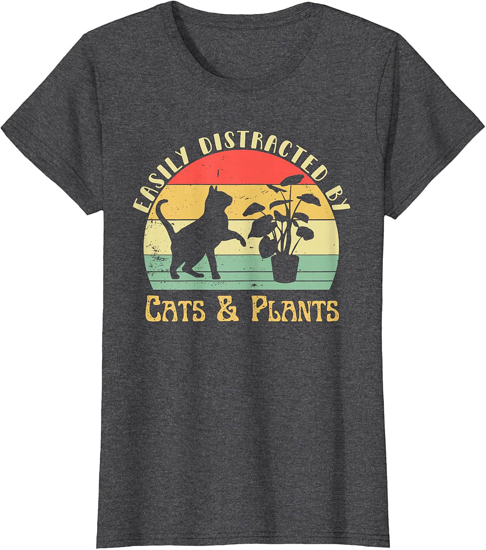 Cats & Plants Funny T-shirt Retro Cat Lover Graphic Tee