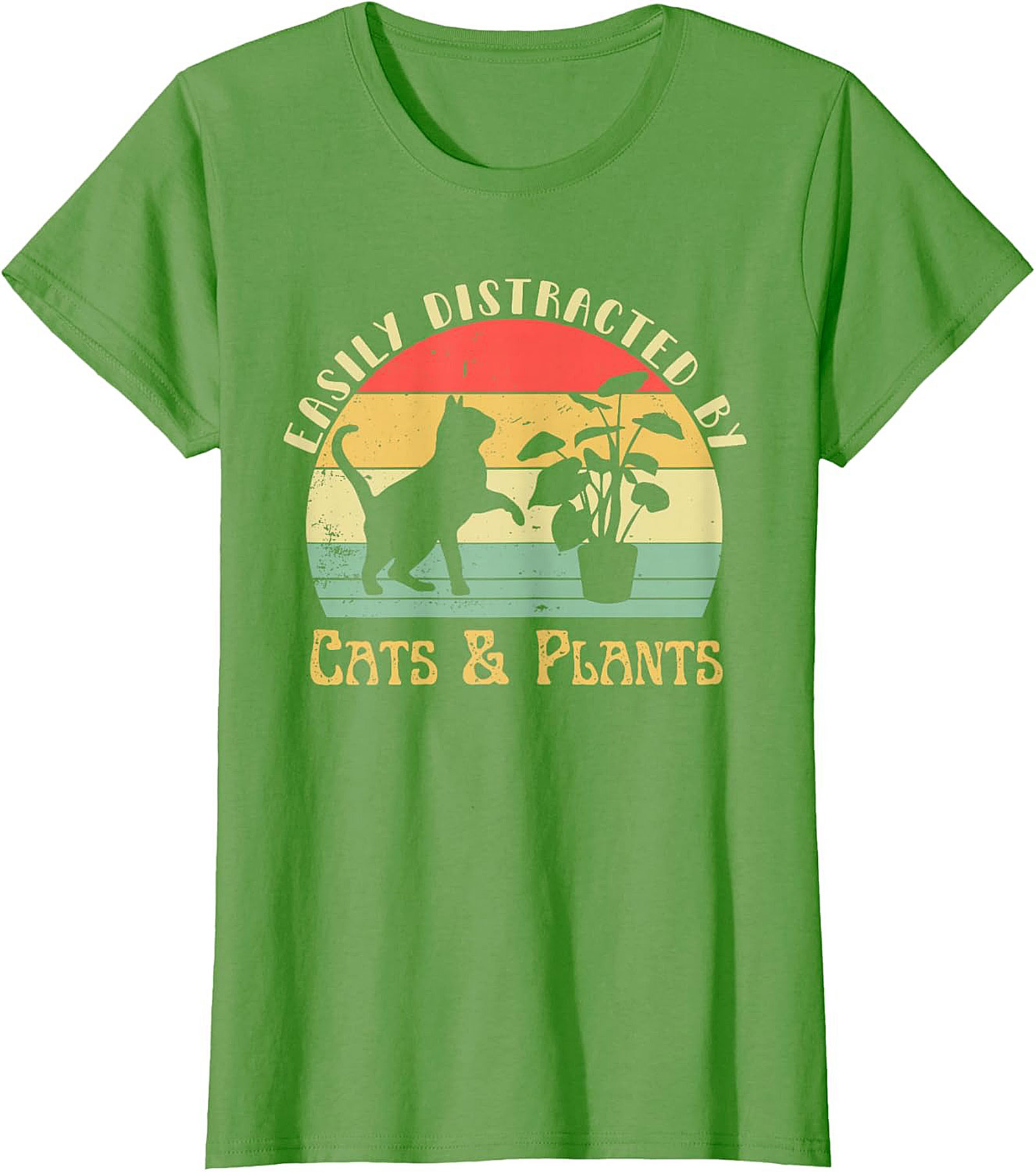 Cats & Plants Funny T-shirt Retro Cat Lover Graphic Tee