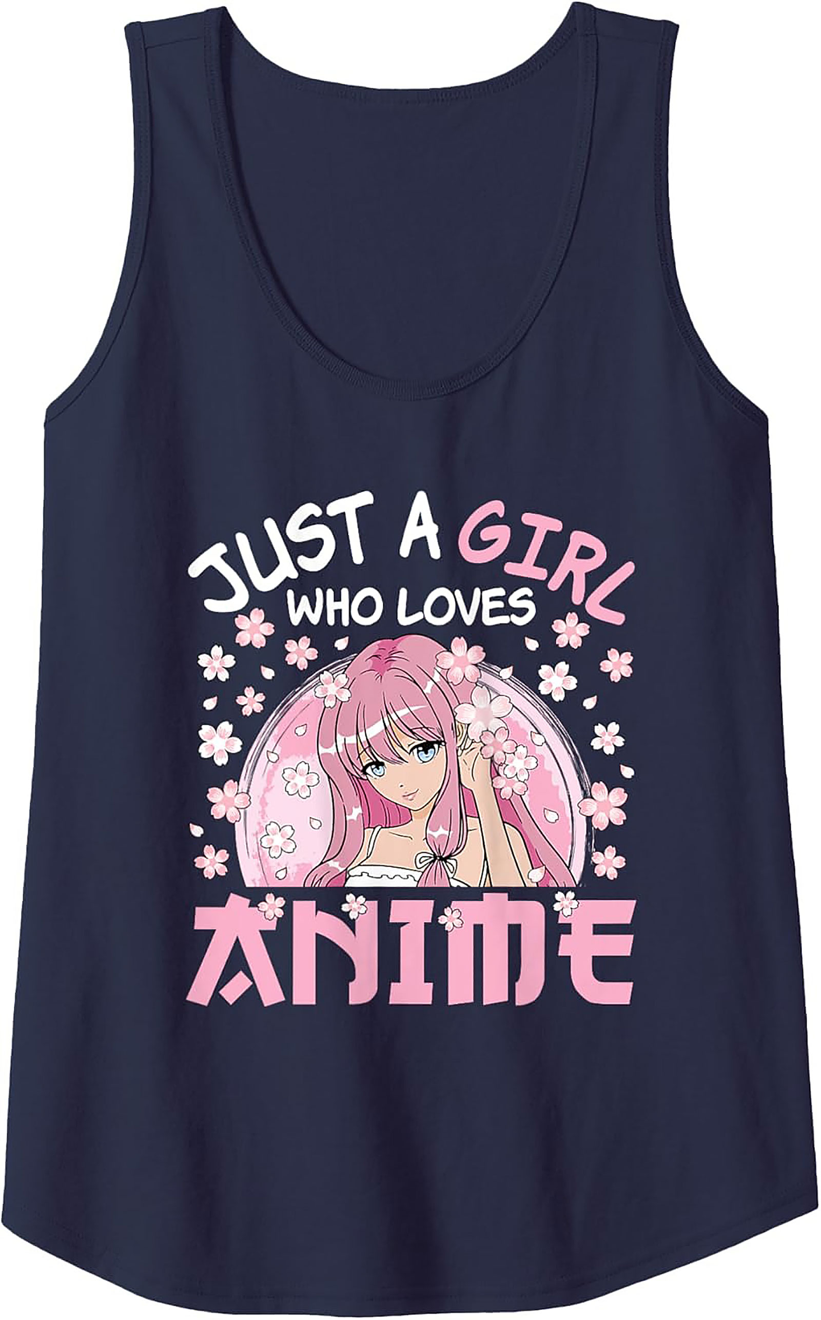 Kawaii Anime Girl Tank Top | Pink Hair Graphic Sleeveless Shirt