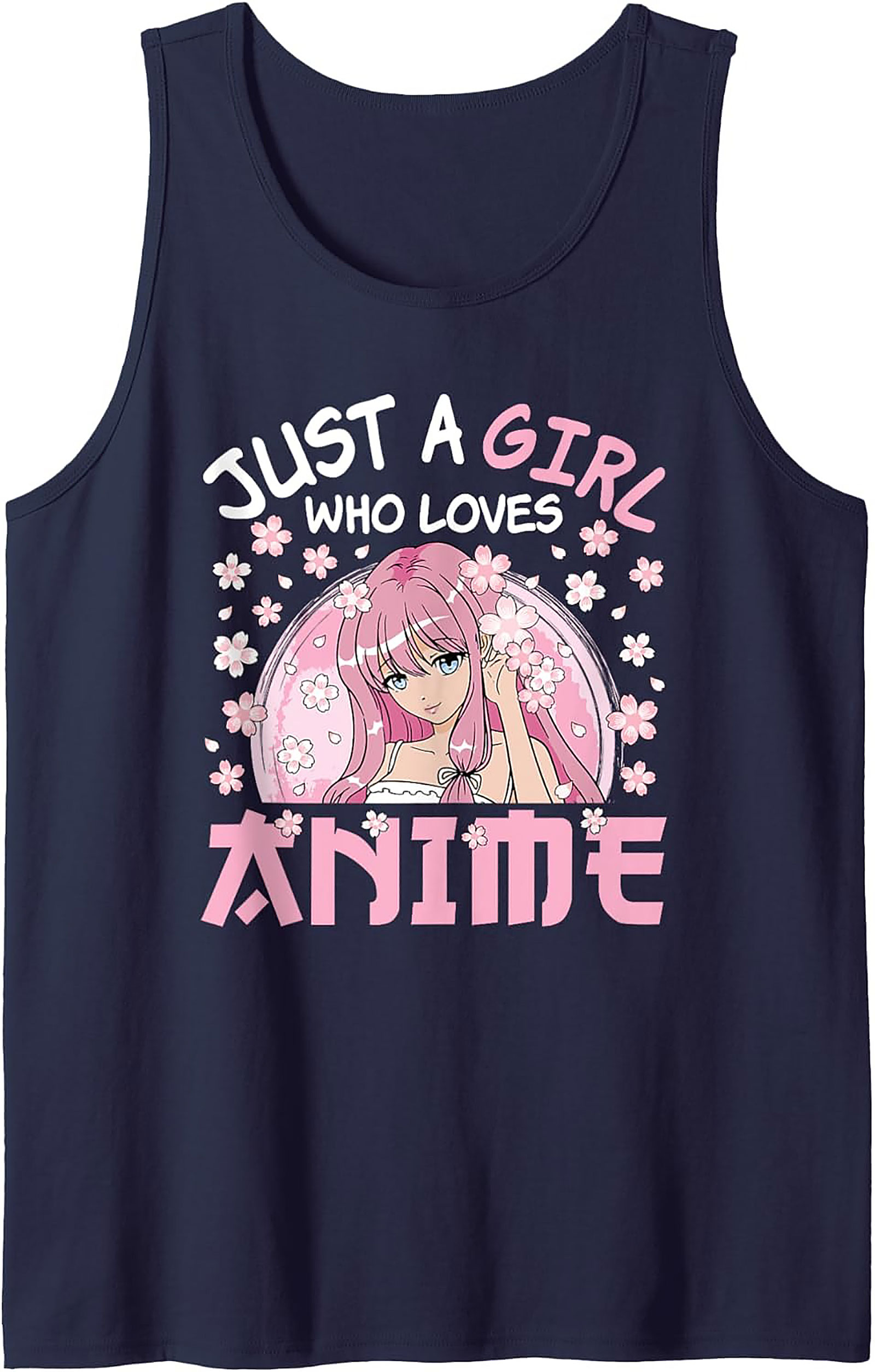 Kawaii Anime Girl Tank Top | Pink Hair Graphic Sleeveless Shirt