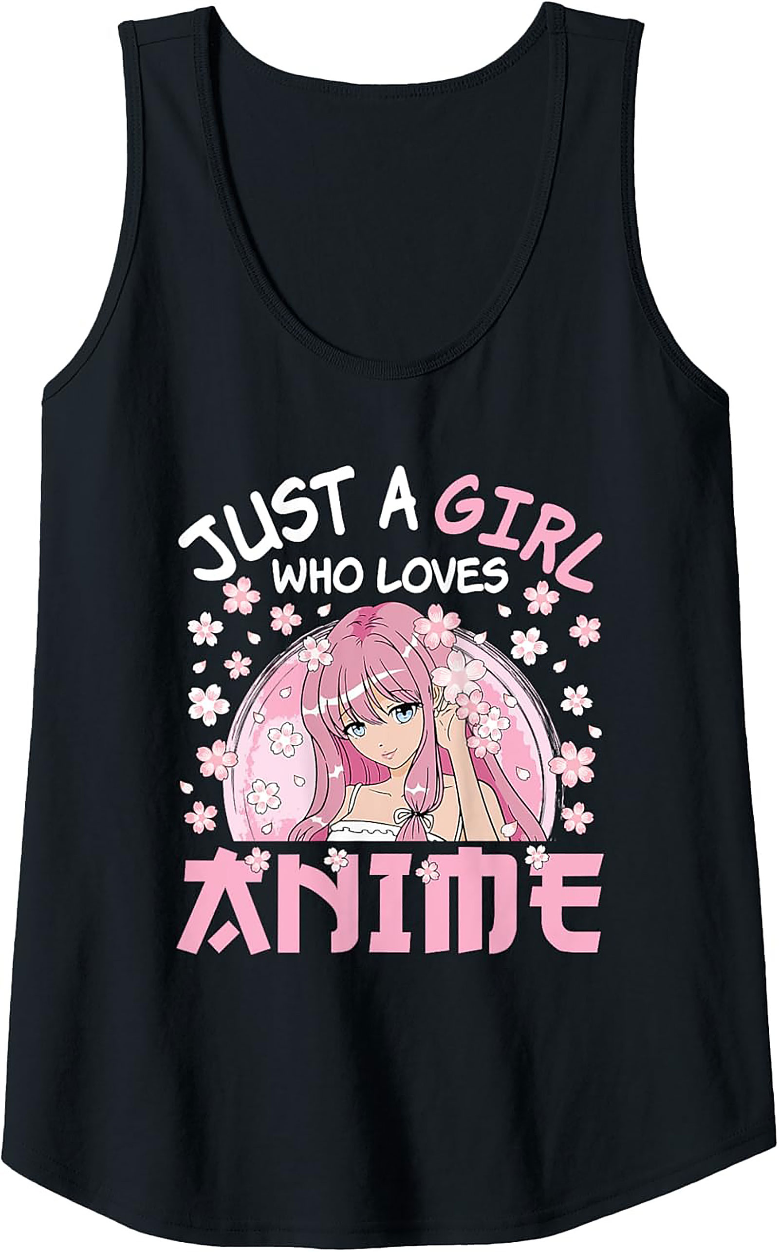 Kawaii Anime Girl Tank Top | Pink Hair Graphic Sleeveless Shirt