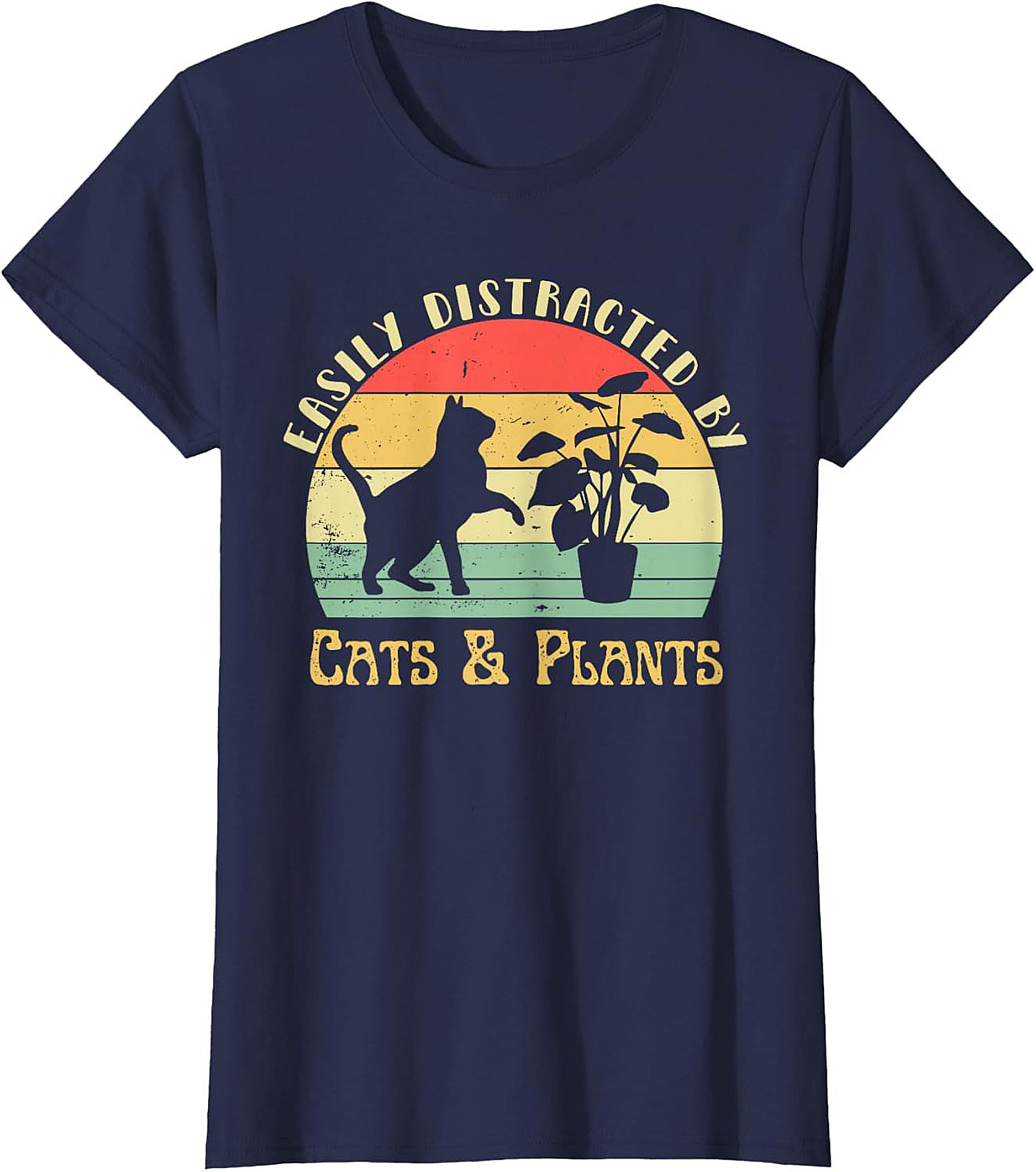 Cats & Plants Funny T-shirt Retro Cat Lover Graphic Tee