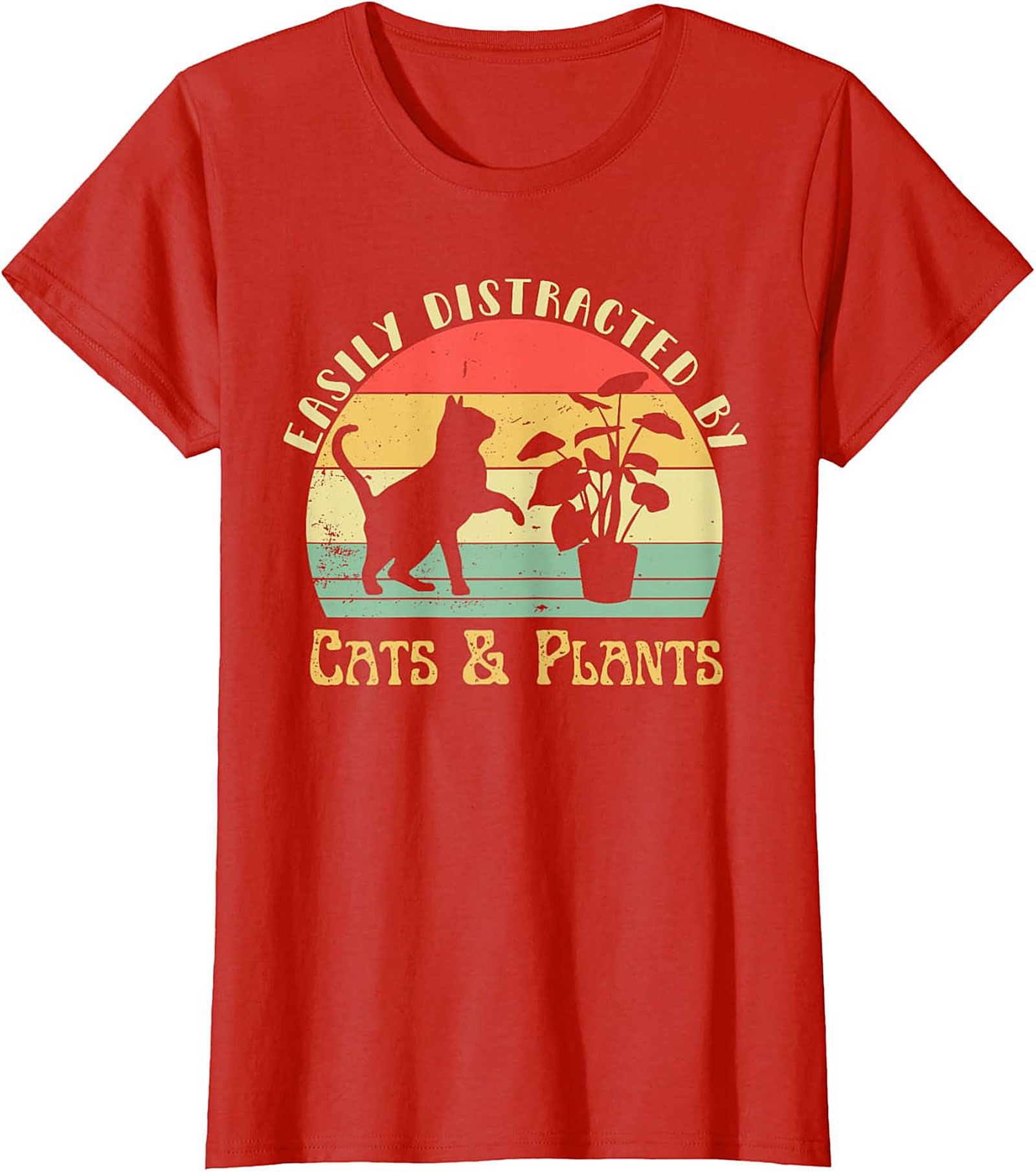 Cats & Plants Funny T-shirt Retro Cat Lover Graphic Tee