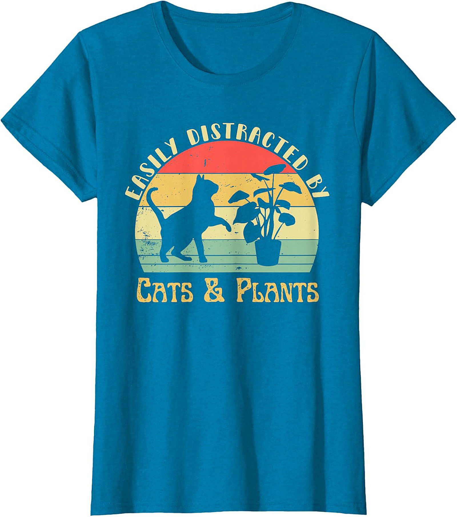 Cats & Plants Funny T-shirt Retro Cat Lover Graphic Tee