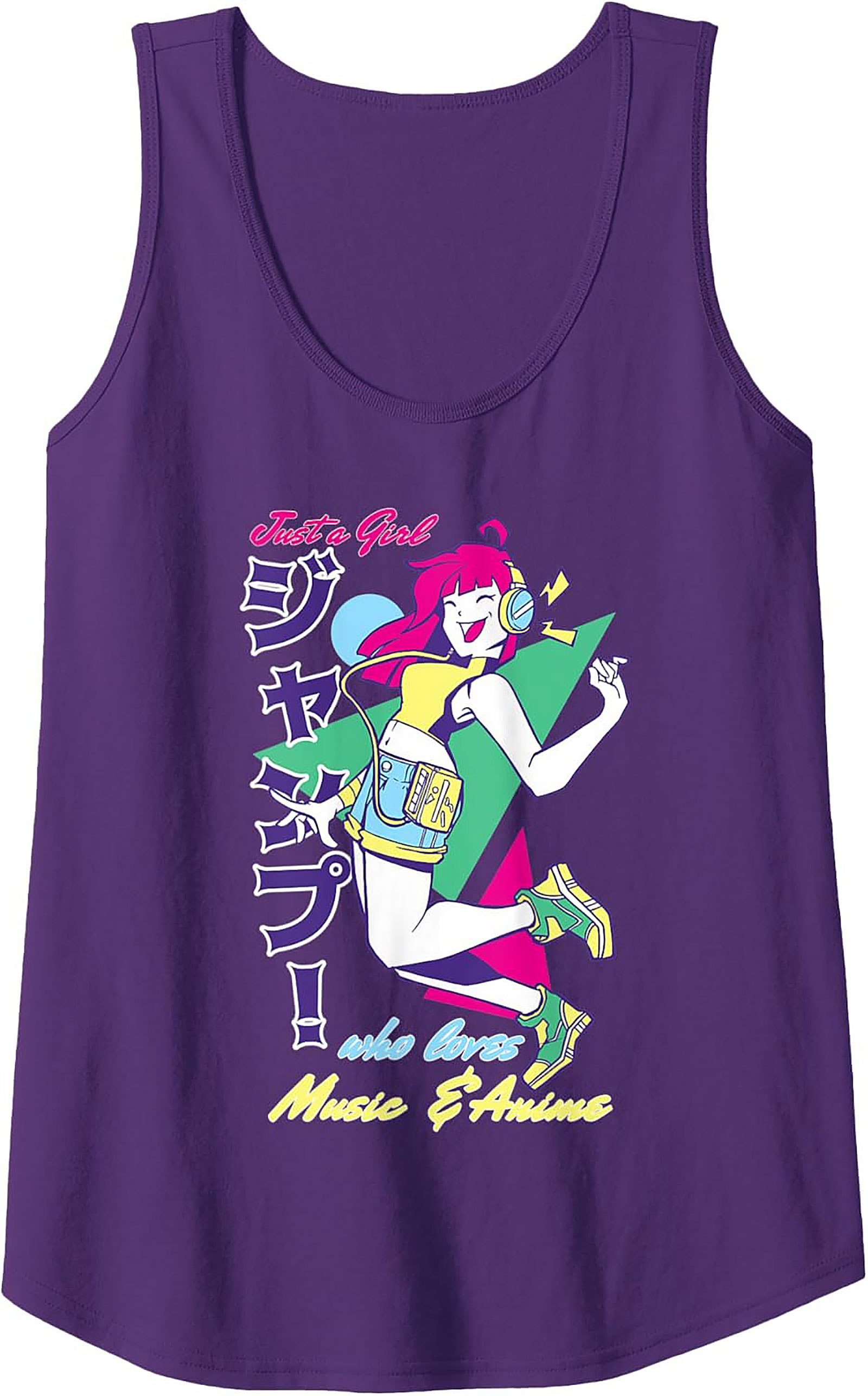 Anime Girl Graphic Tank | Retro 80s Music Sleeveless Shirt