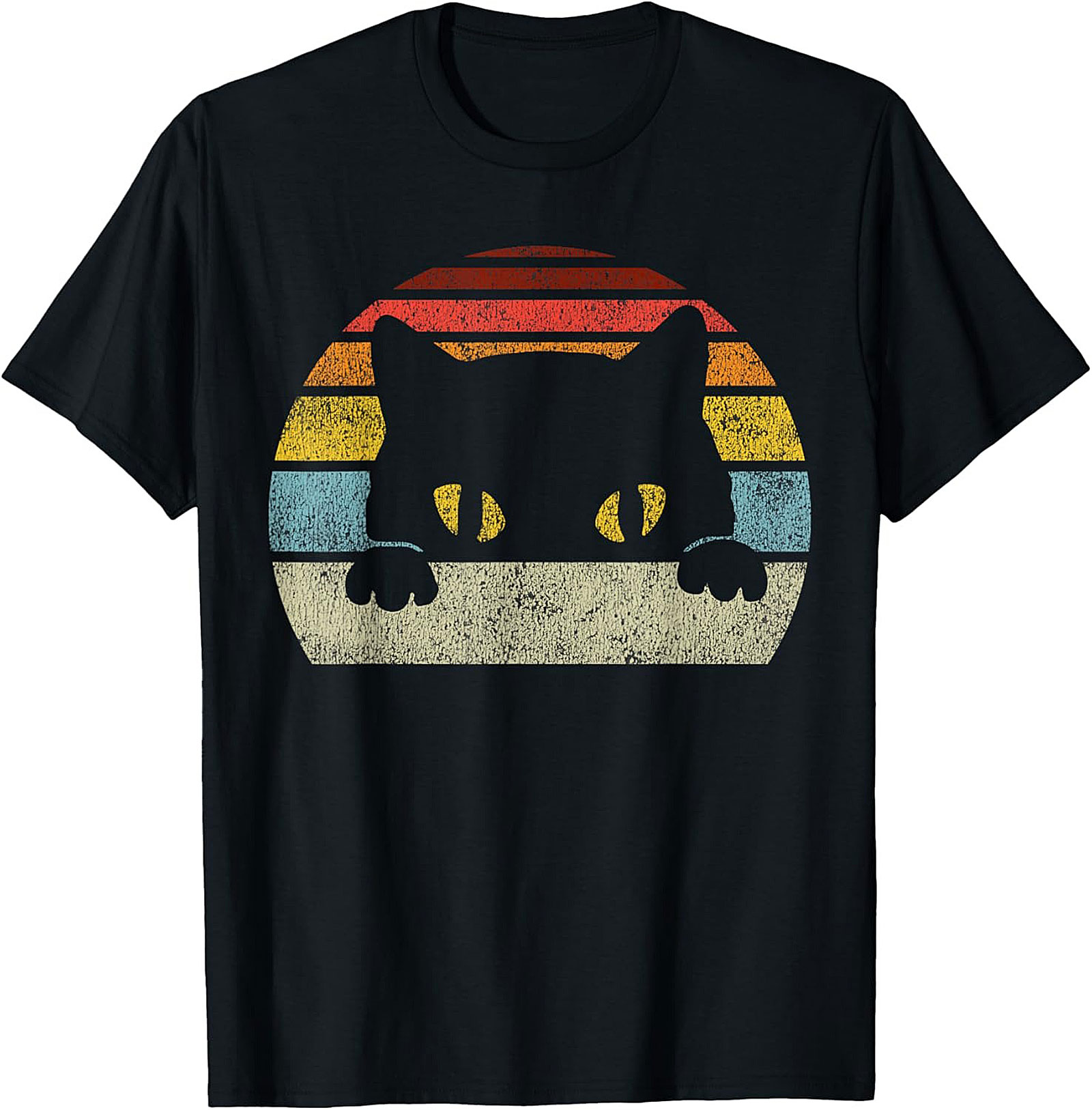 Retro Peeking Cat T-shirt  Funny Vintage Cat Lover Tee