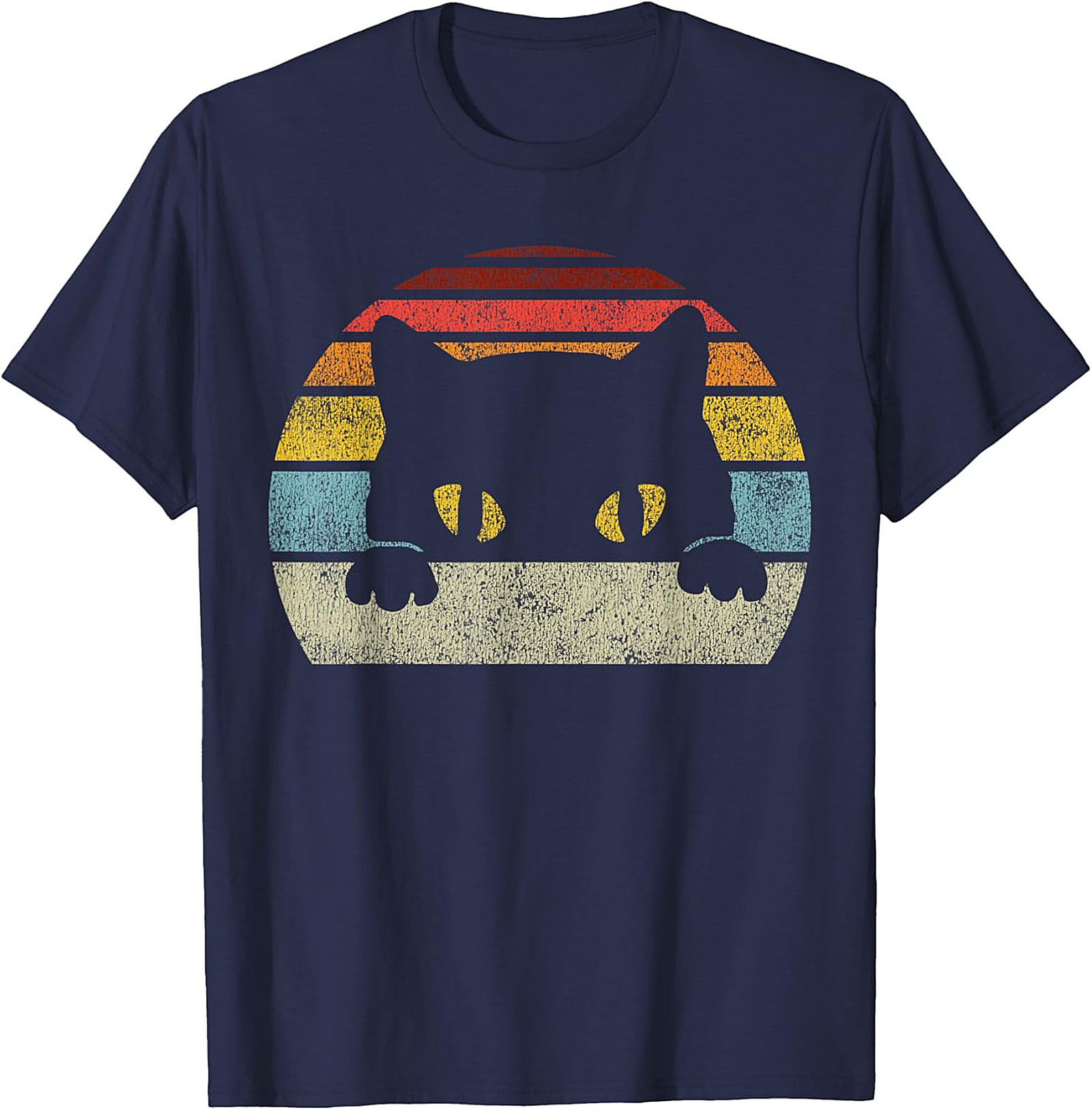 Retro Peeking Cat T-shirt  Funny Vintage Cat Lover Tee