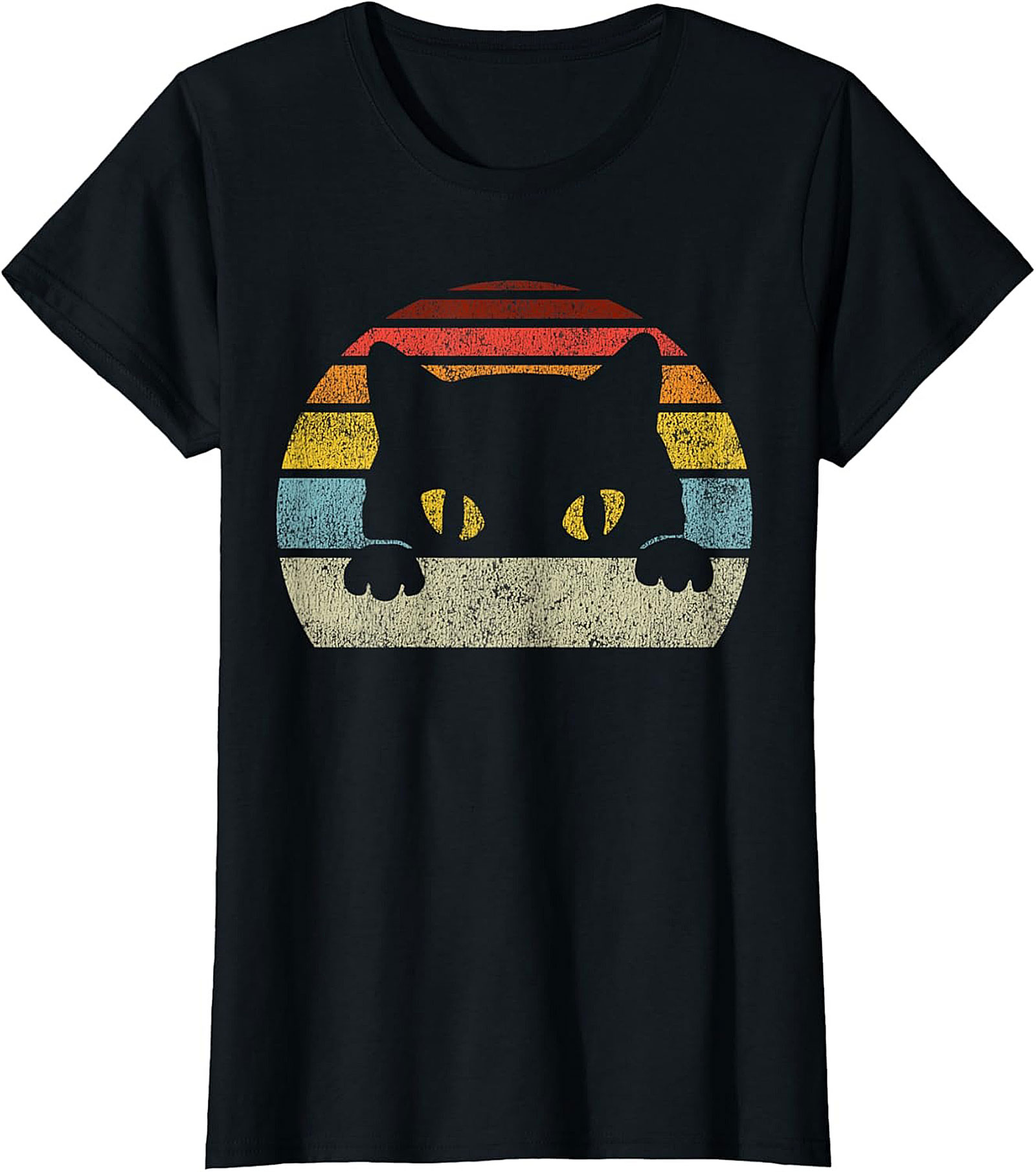 Retro Peeking Cat T-shirt  Funny Vintage Cat Lover Tee