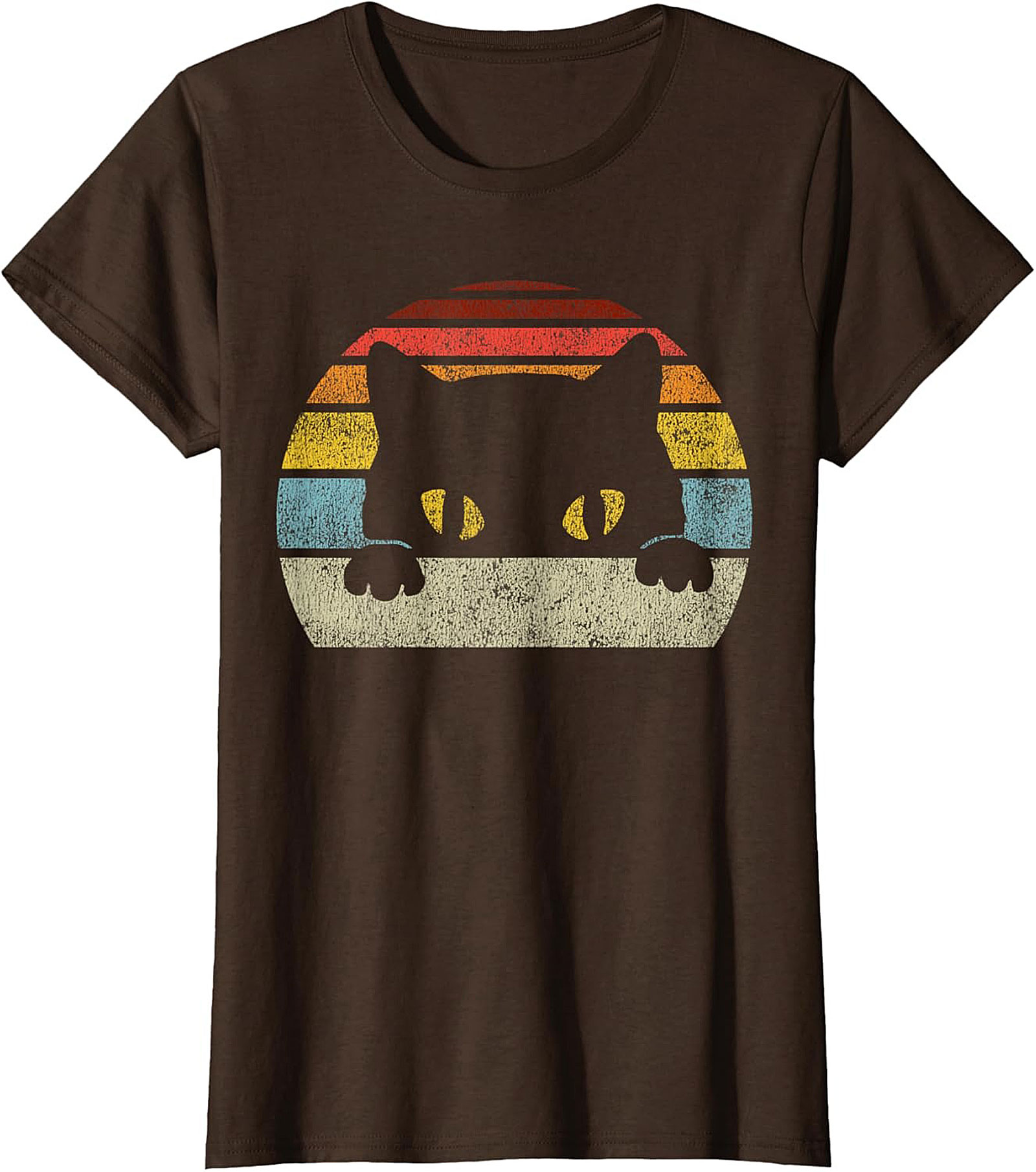 Retro Peeking Cat T-shirt  Funny Vintage Cat Lover Tee
