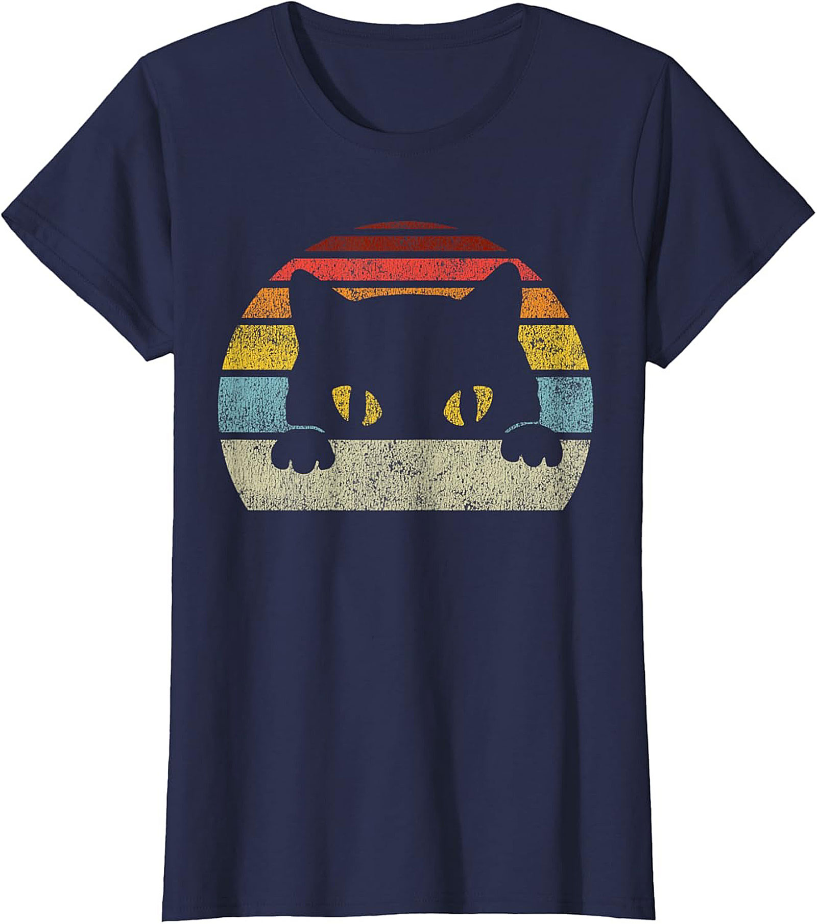 Retro Peeking Cat T-shirt  Funny Vintage Cat Lover Tee