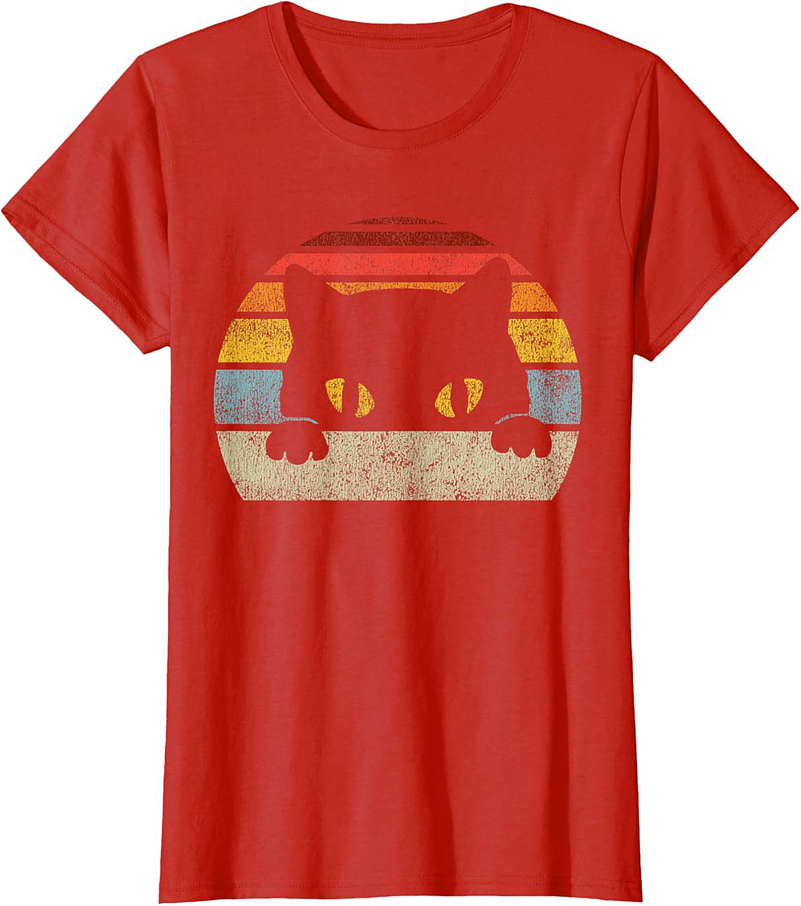 Retro Peeking Cat T-shirt  Funny Vintage Cat Lover Tee