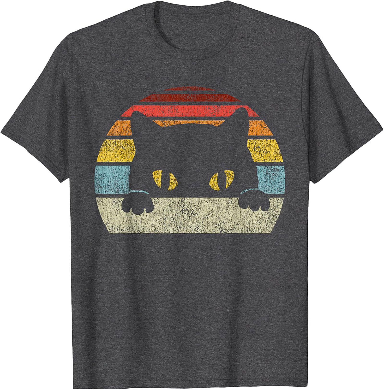 Retro Peeking Cat T-shirt  Funny Vintage Cat Lover Tee