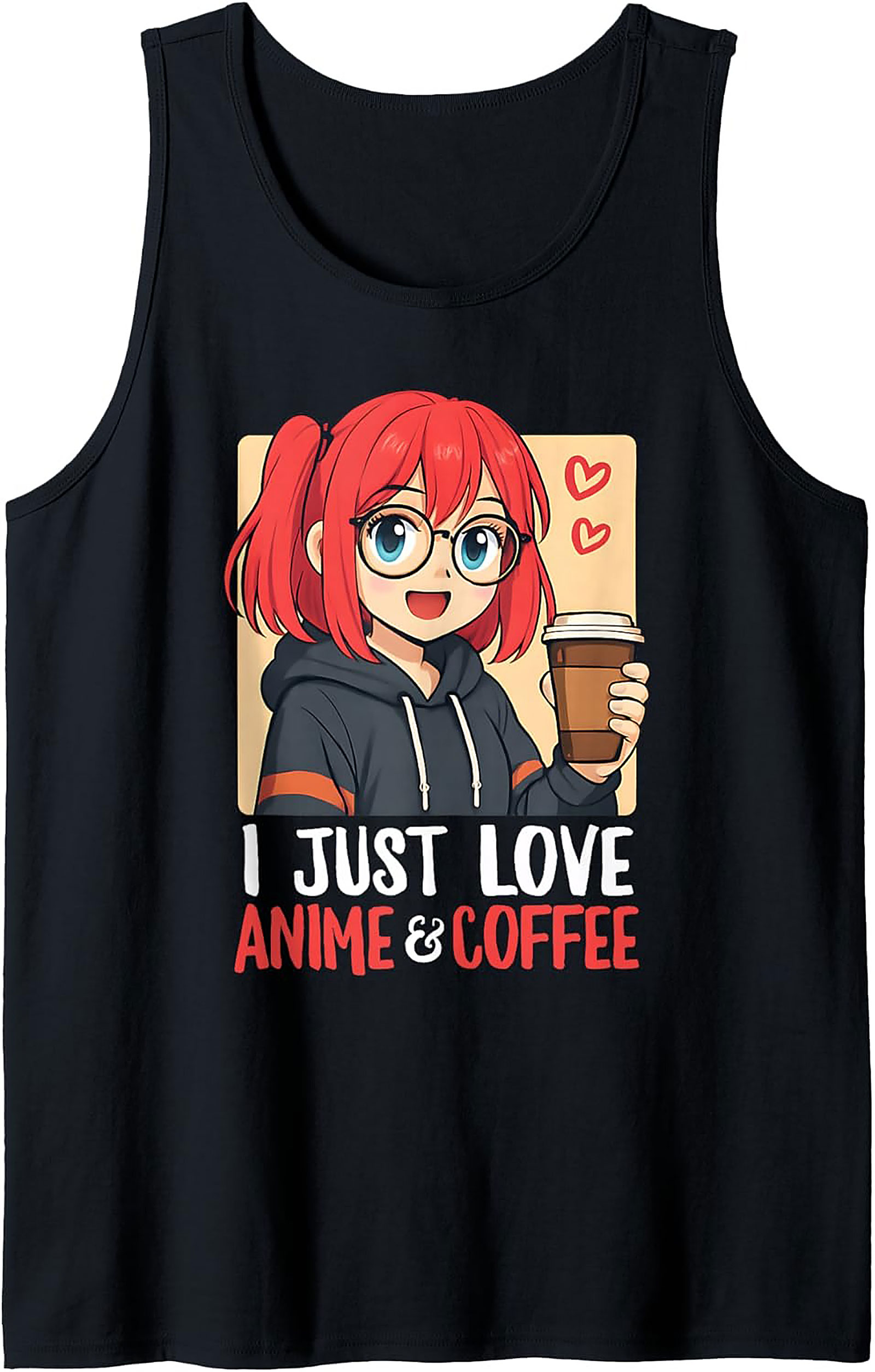 Anime & Coffee Graphic Tank Top | Unisex Sleeveless Shirt