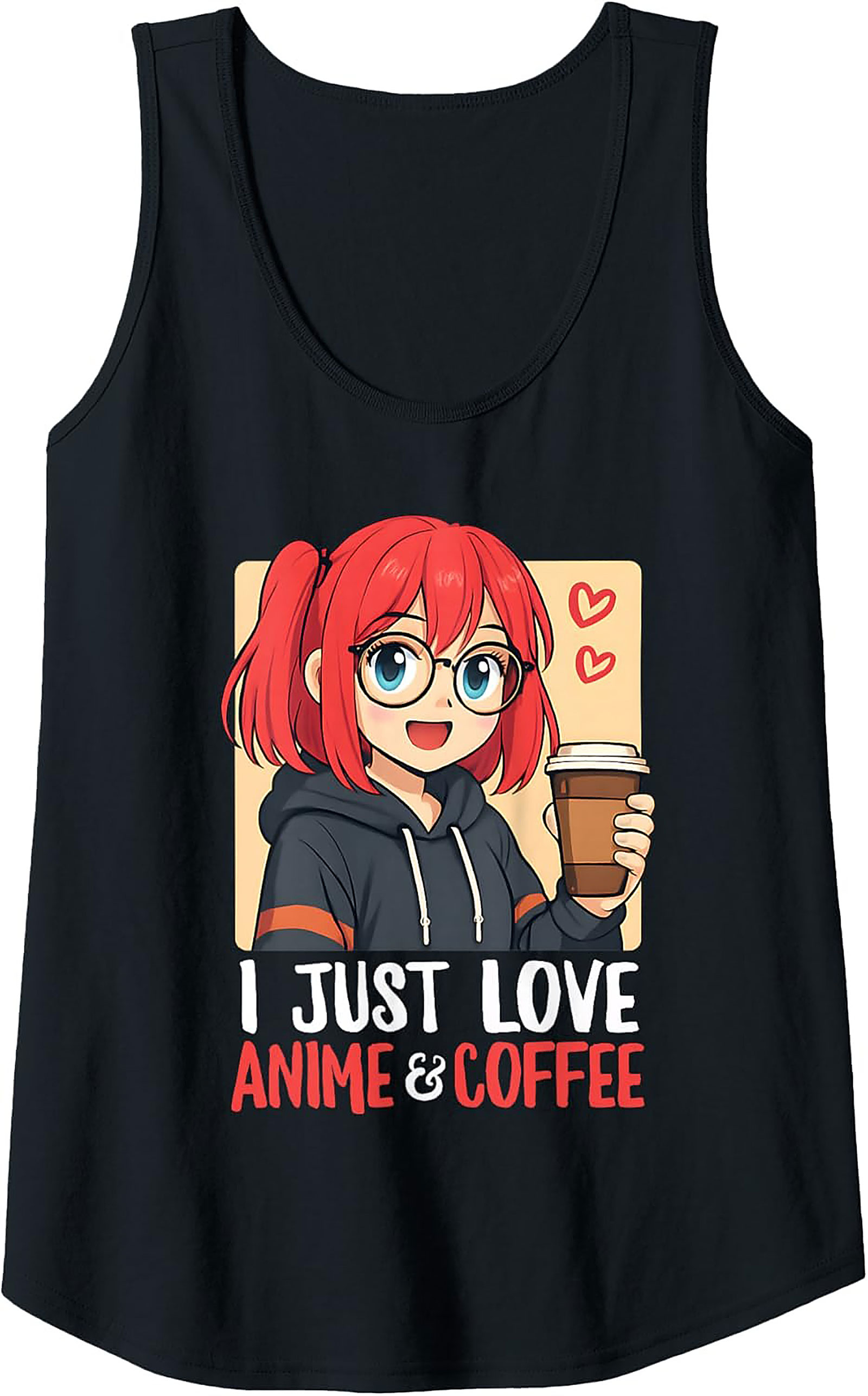 Anime & Coffee Graphic Tank Top | Unisex Sleeveless Shirt