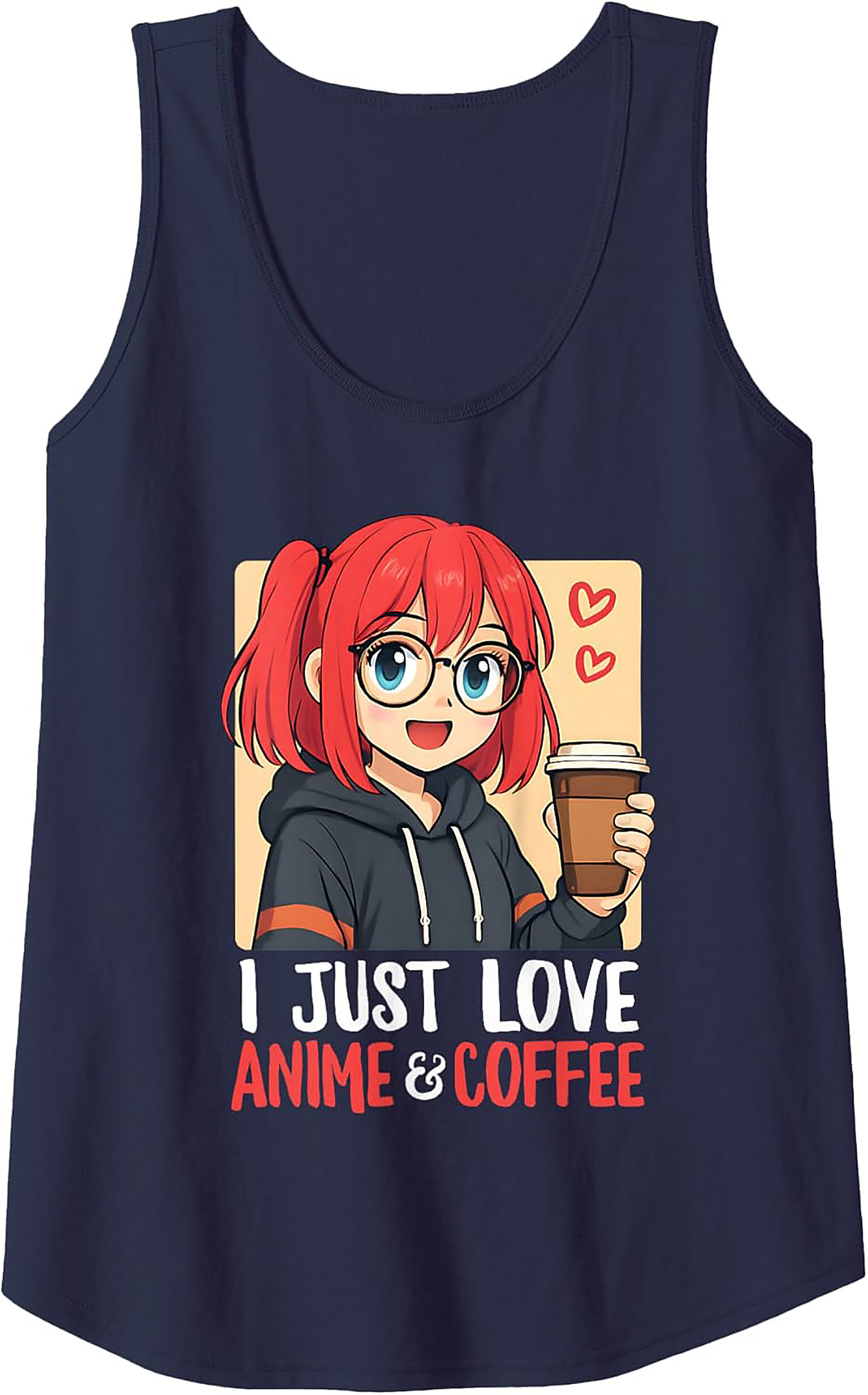 Anime & Coffee Graphic Tank Top | Unisex Sleeveless Shirt