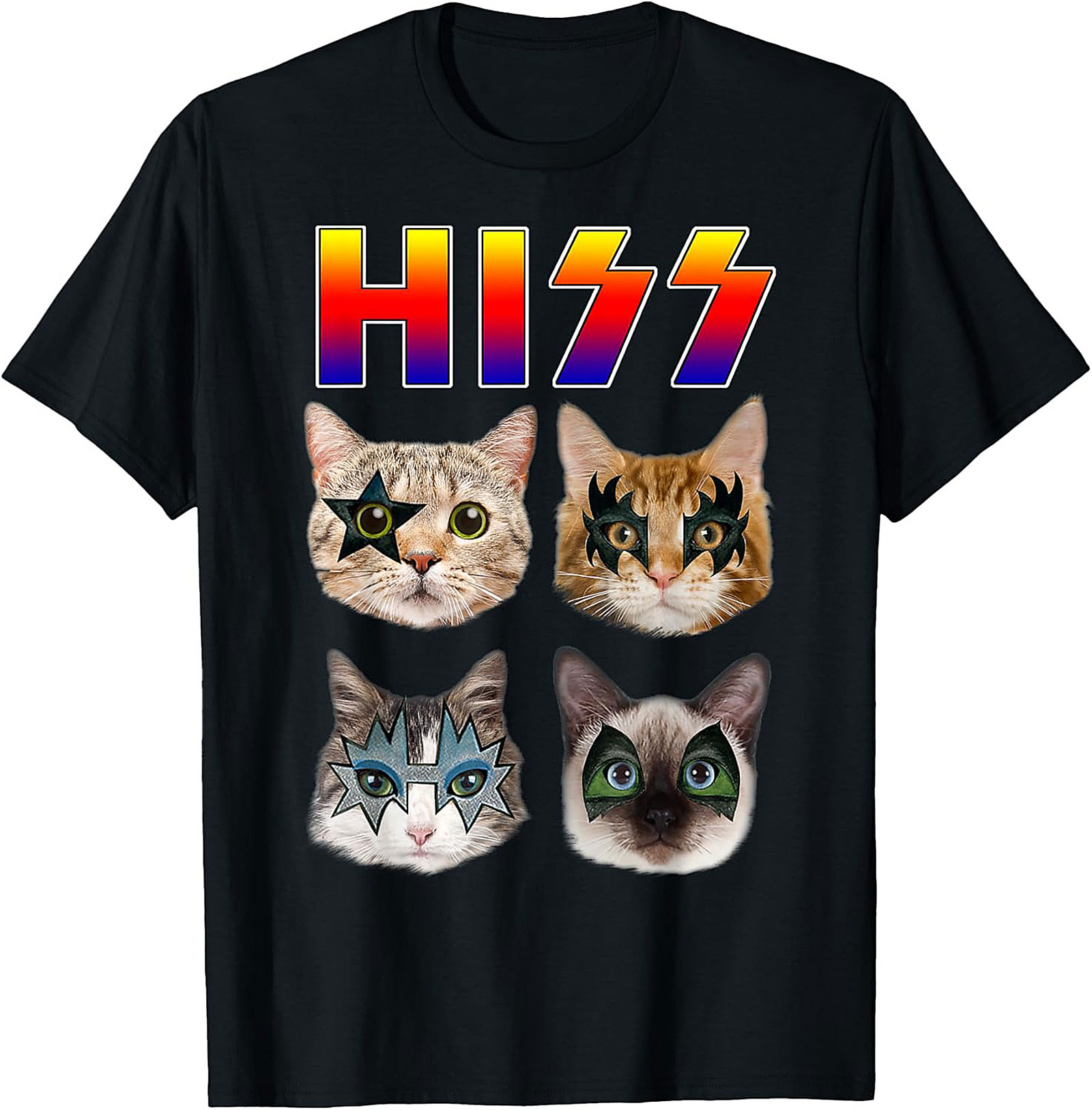 HISS Cat Rock Band T-shirt Funny Feline Graphic Tee