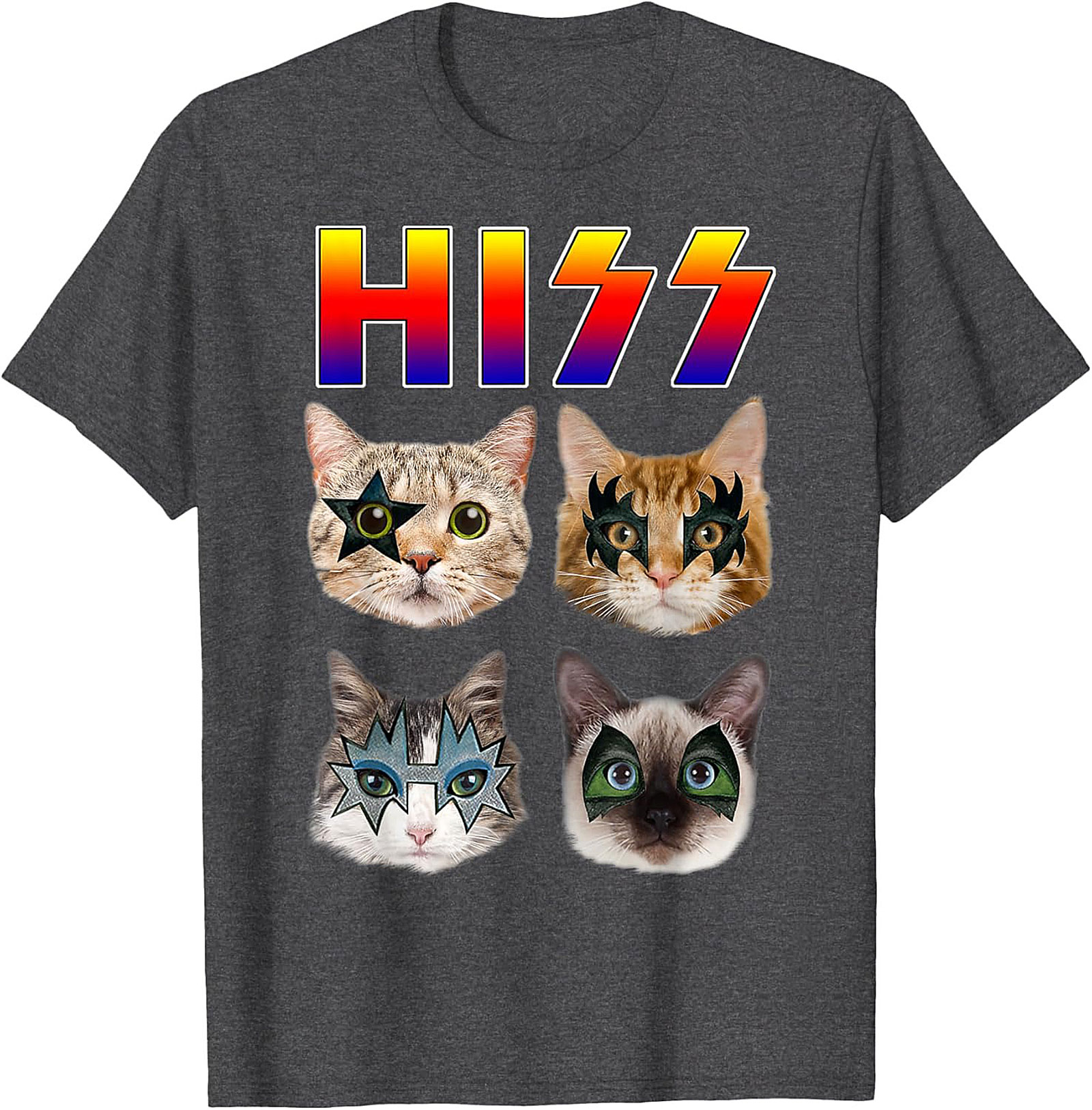 HISS Cat Rock Band T-shirt Funny Feline Graphic Tee