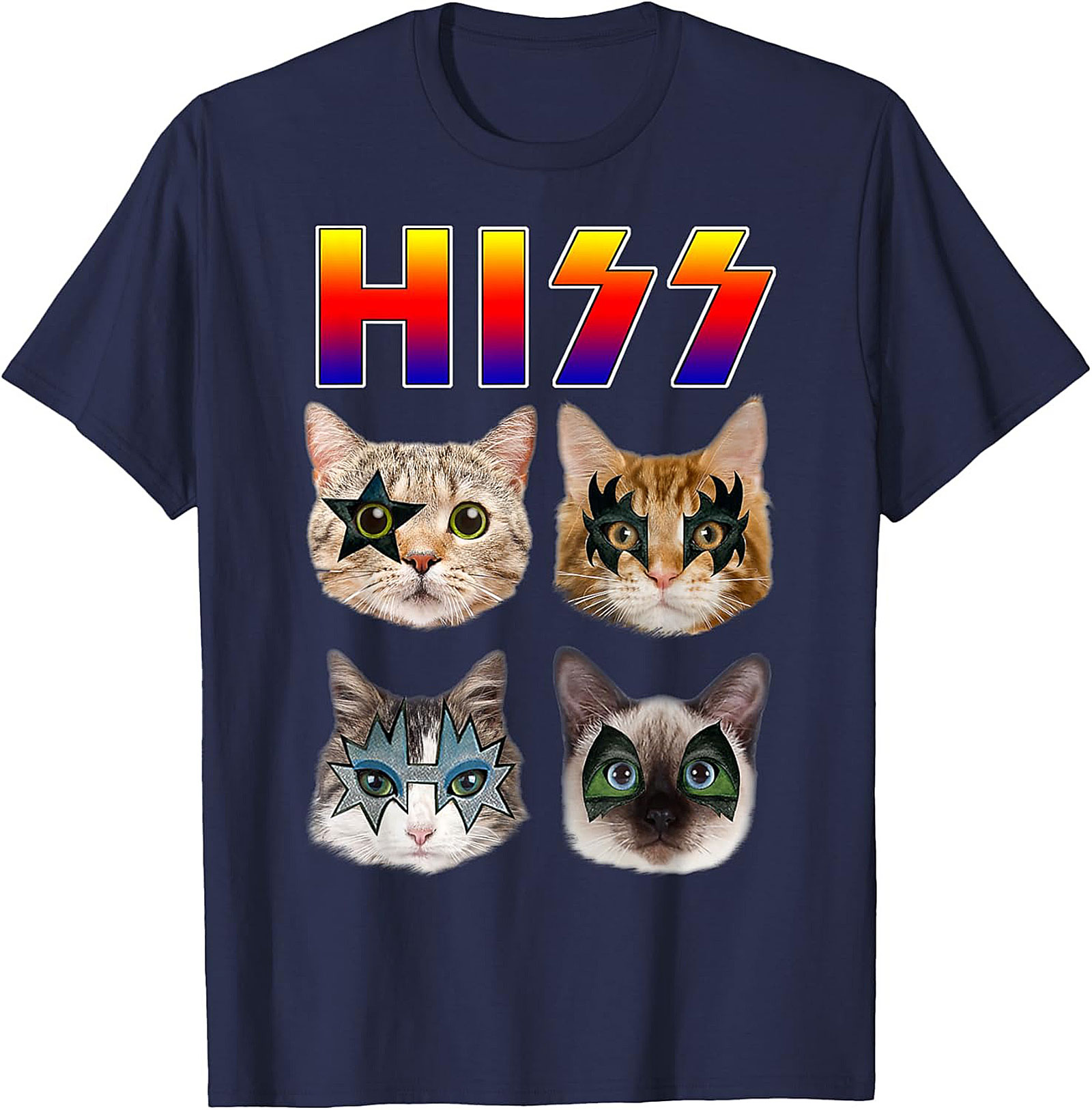 HISS Cat Rock Band T-shirt Funny Feline Graphic Tee