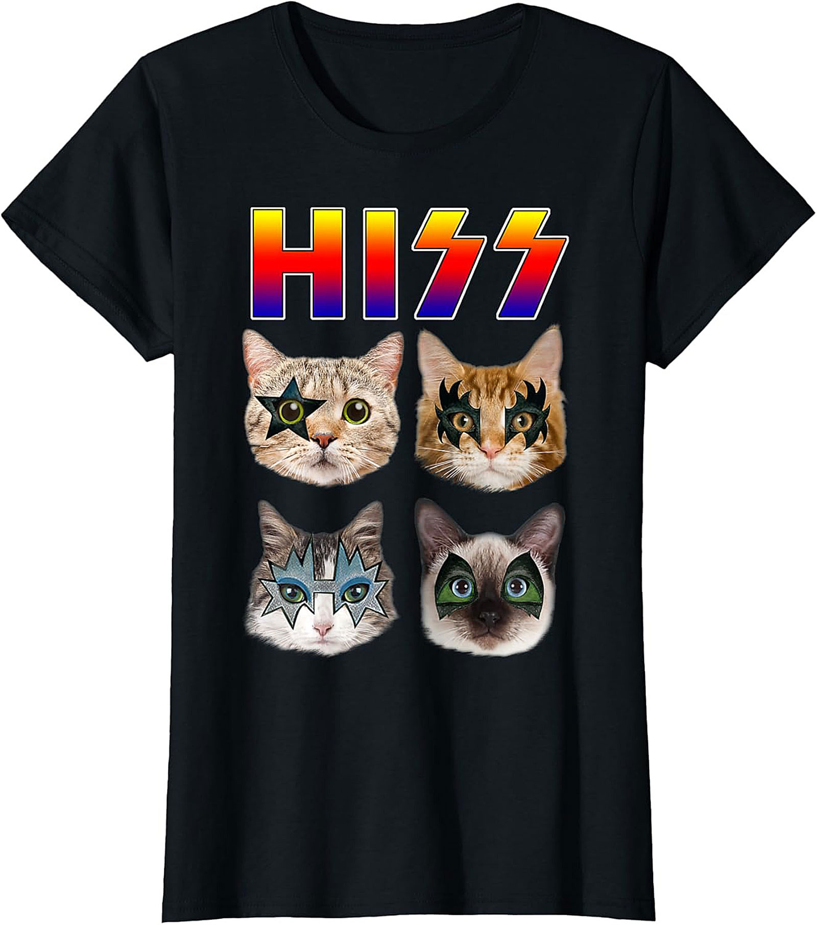 HISS Cat Rock Band T-shirt Funny Feline Graphic Tee