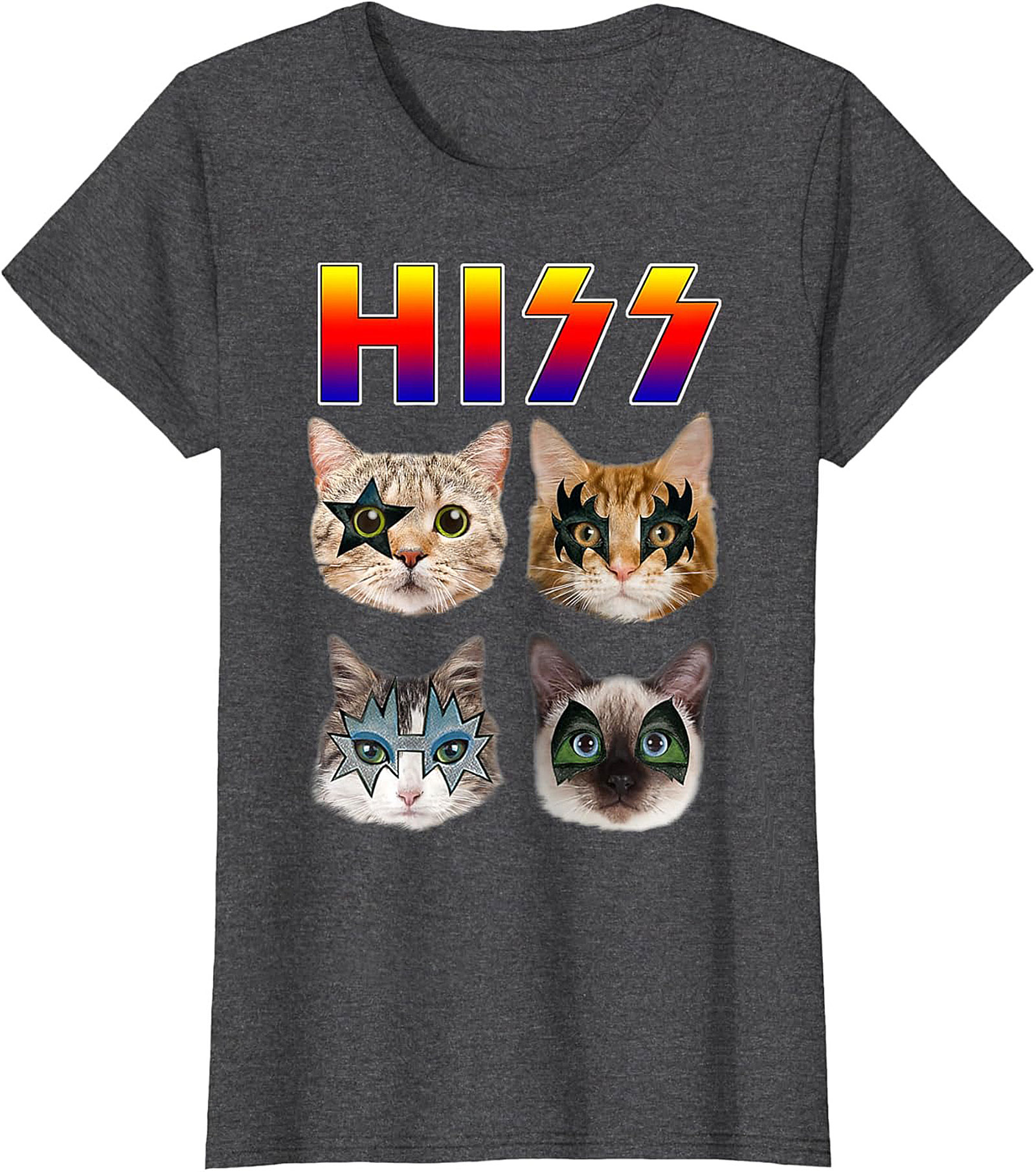 HISS Cat Rock Band T-shirt Funny Feline Graphic Tee
