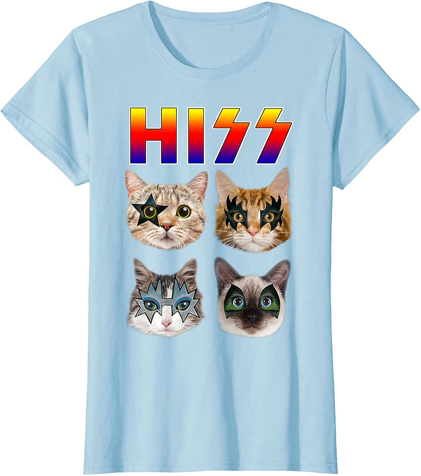 HISS Cat Rock Band T-shirt Funny Feline Graphic Tee