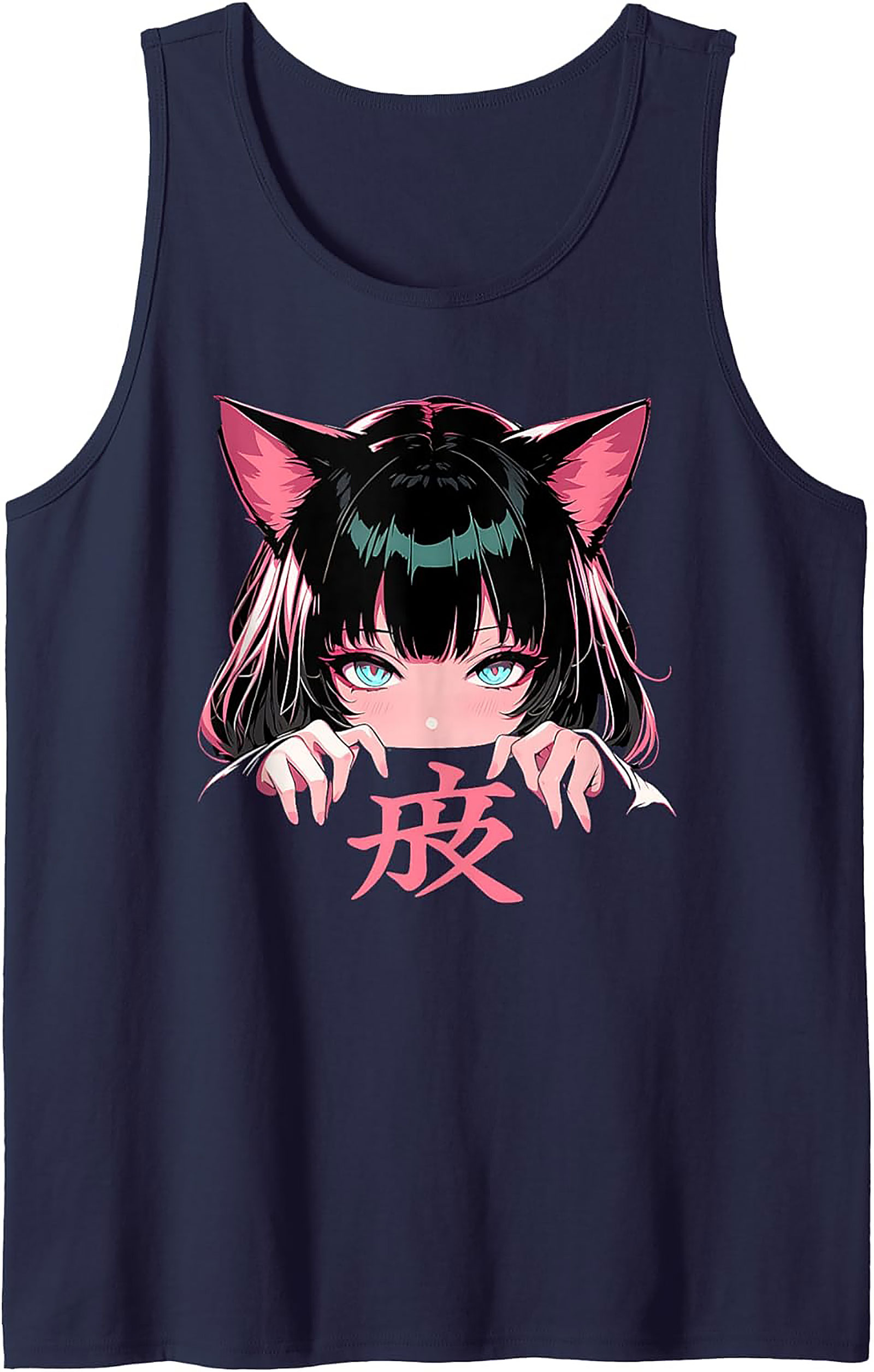 Anime Cat Girl Graphic Tank Top | Neko E-Girl Sleeveless Shirt