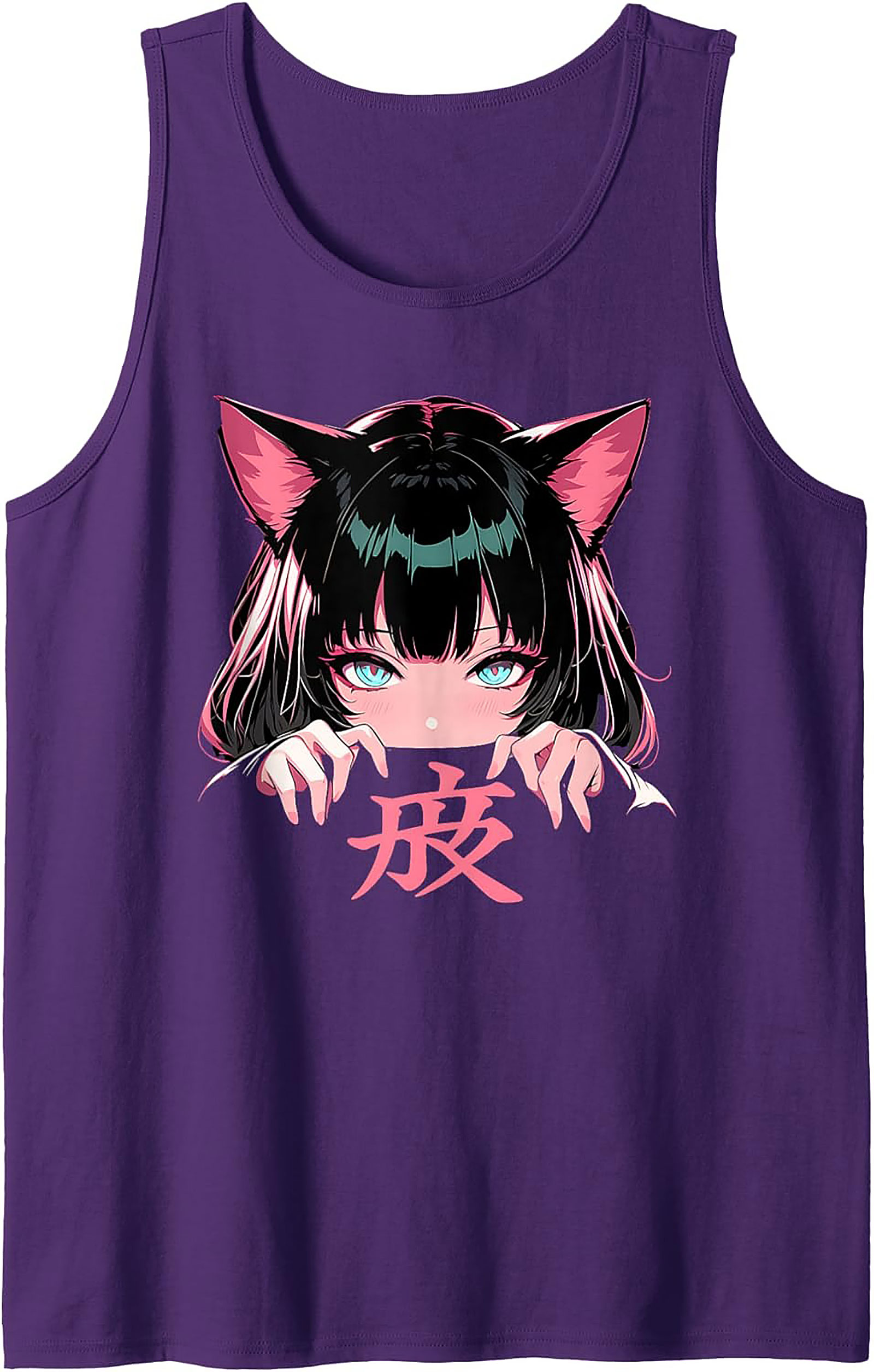 Anime Cat Girl Graphic Tank Top | Neko E-Girl Sleeveless Shirt