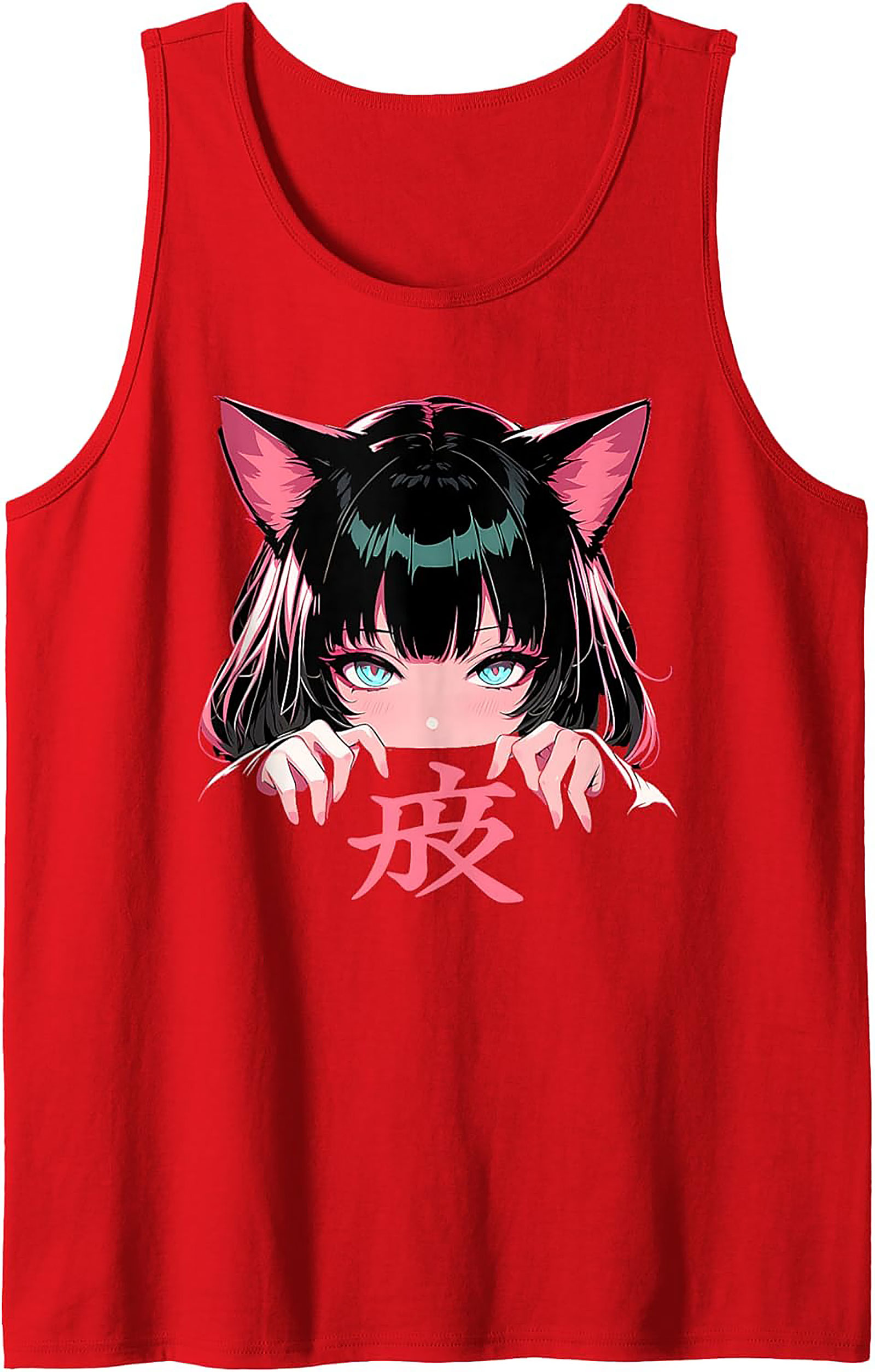 Anime Cat Girl Graphic Tank Top | Neko E-Girl Sleeveless Shirt