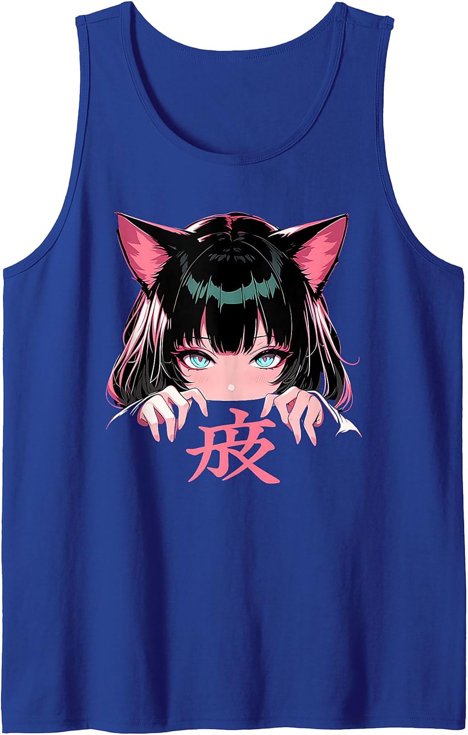 Anime Cat Girl Graphic Tank Top | Neko E-Girl Sleeveless Shirt