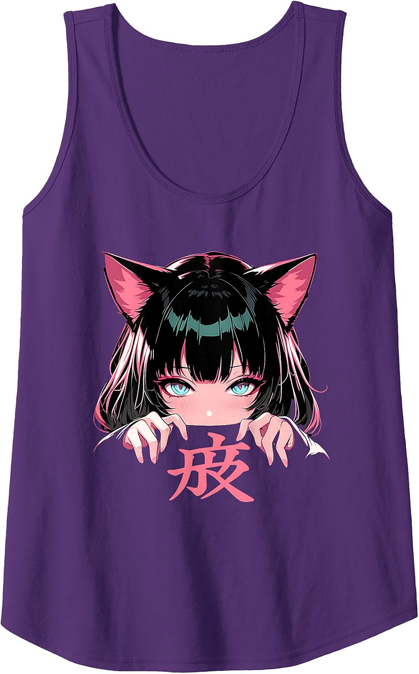 Anime Cat Girl Graphic Tank Top | Neko E-Girl Sleeveless Shirt