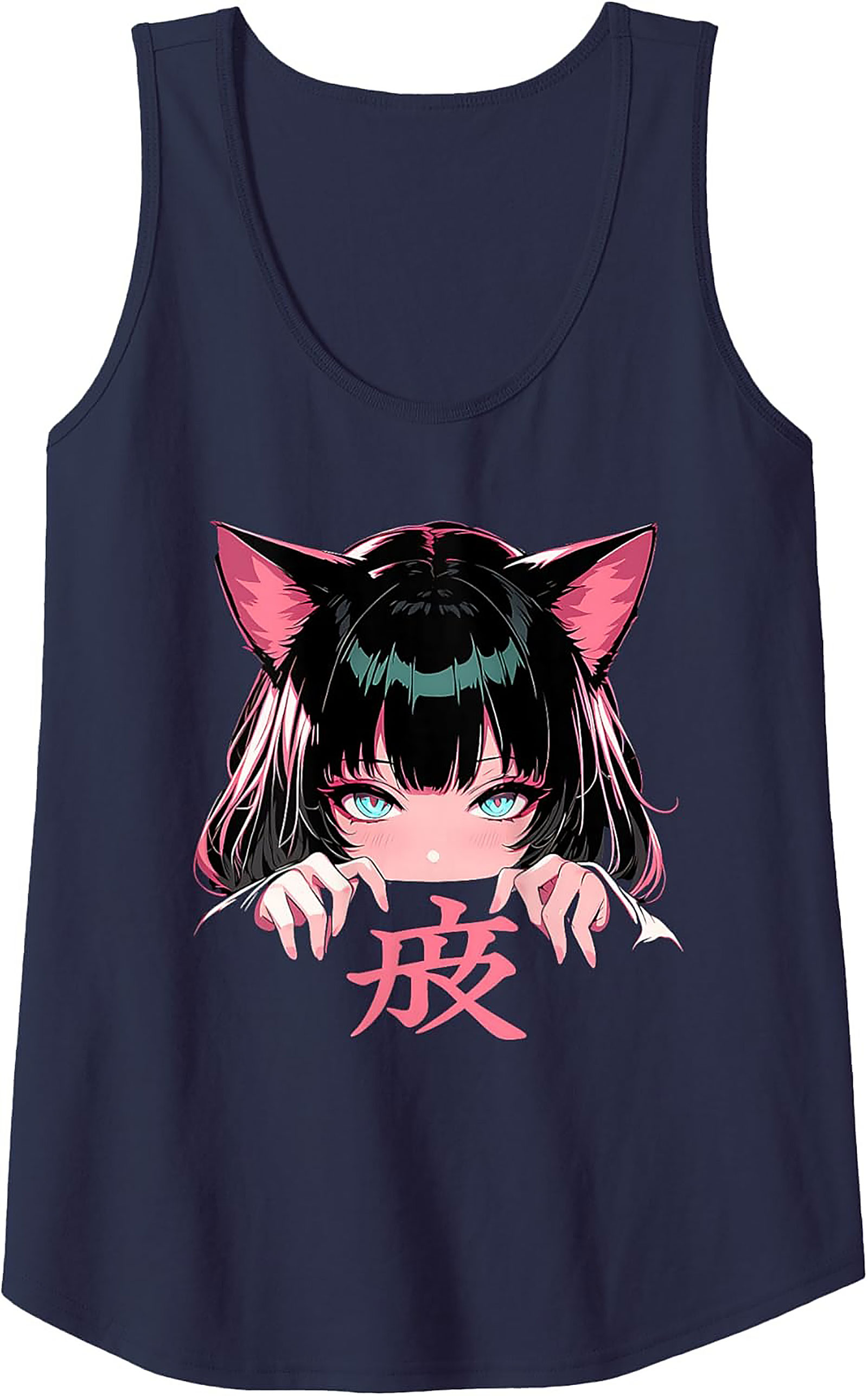 Anime Cat Girl Graphic Tank Top | Neko E-Girl Sleeveless Shirt
