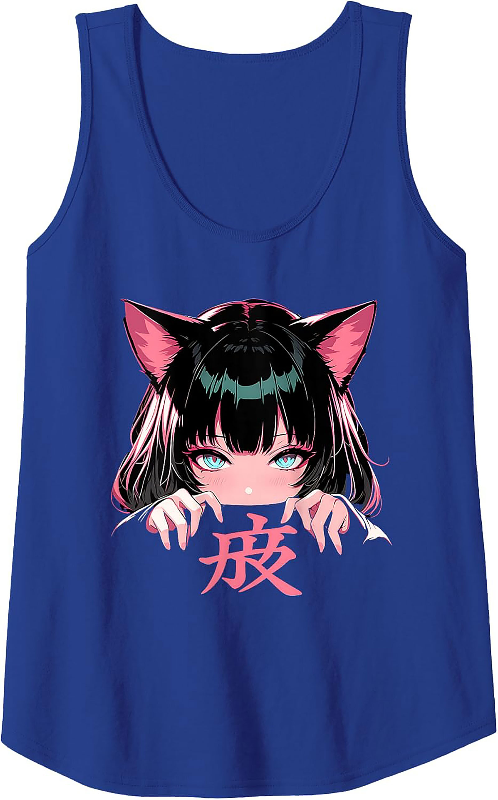 Anime Cat Girl Graphic Tank Top | Neko E-Girl Sleeveless Shirt