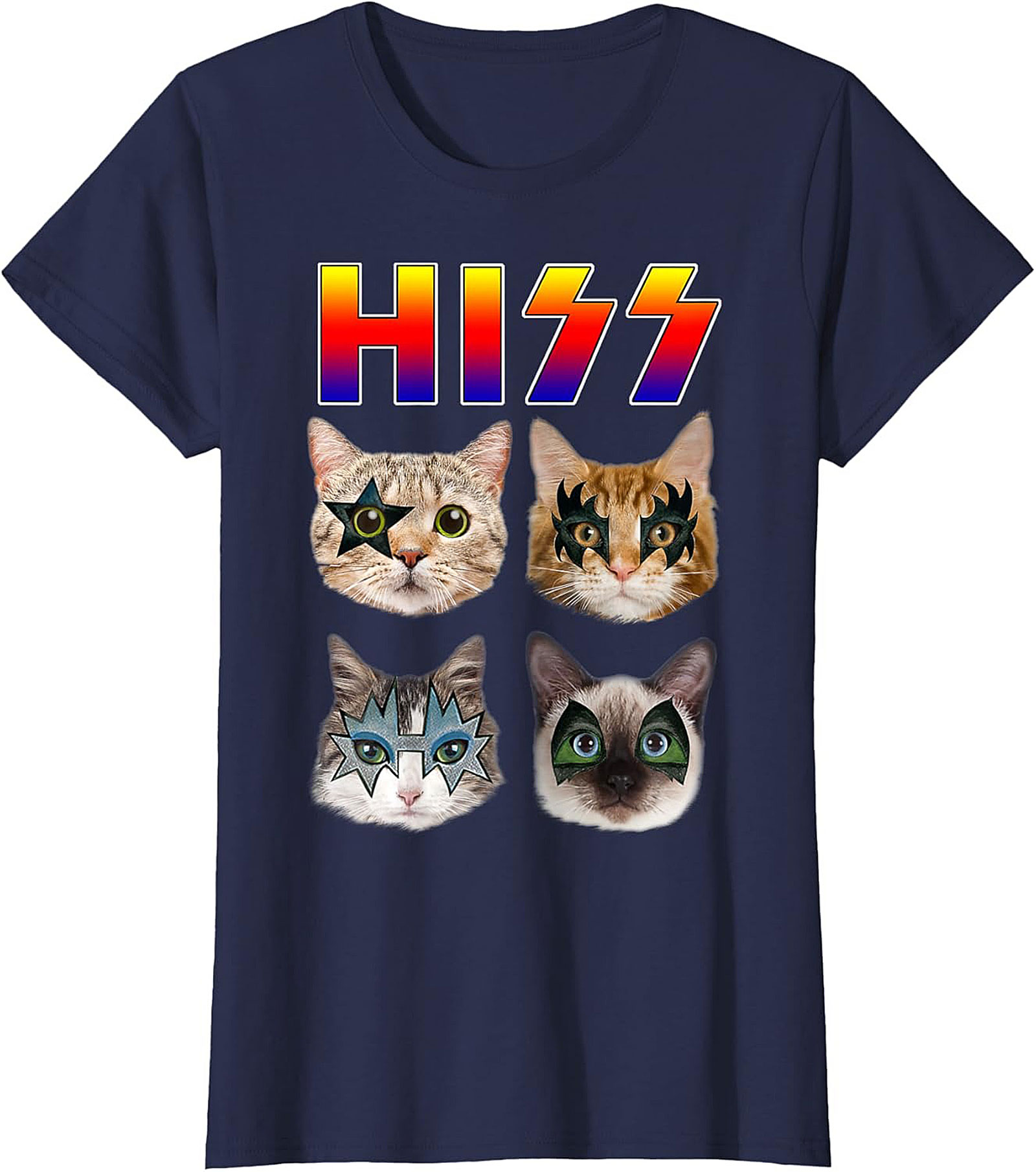HISS Cat Rock Band T-shirt Funny Feline Graphic Tee
