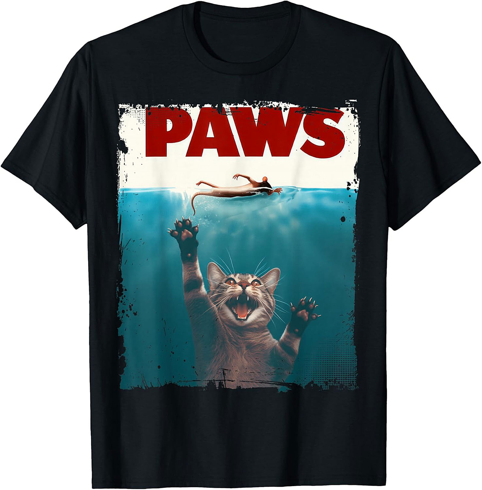 PAWS Funny Cat Parody Graphic Tee Soft Unisex Shirt Gift