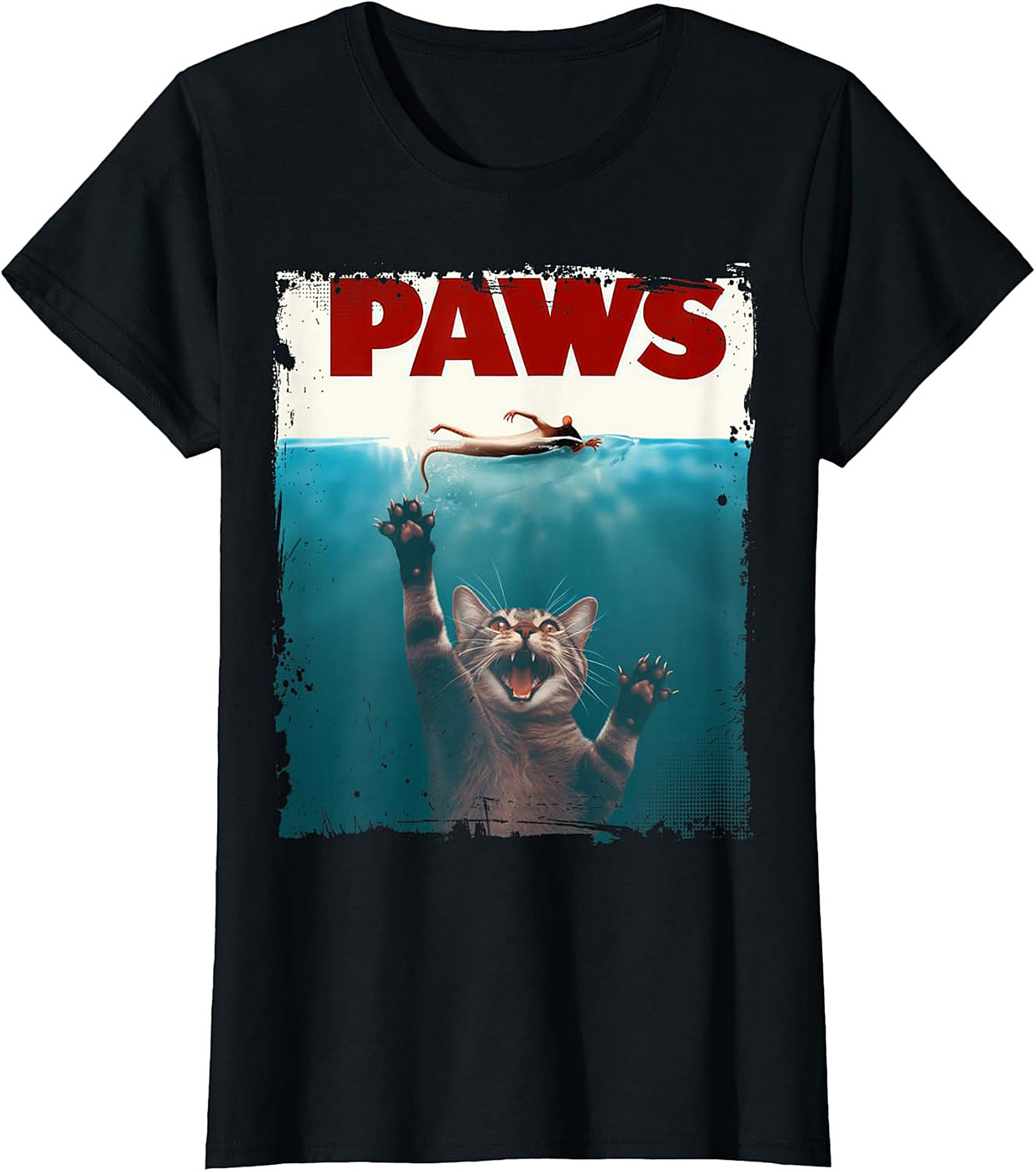 PAWS Funny Cat Parody Graphic Tee Soft Unisex Shirt Gift