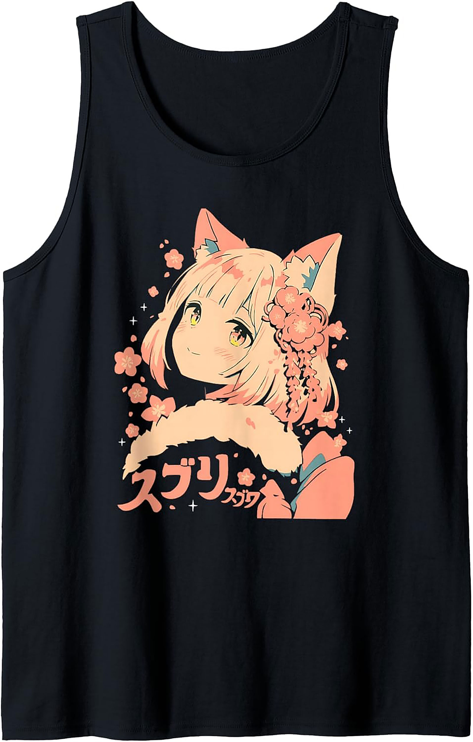 Kawaii Kitsune Anime Graphic Tank Top | Summer Sleeveless