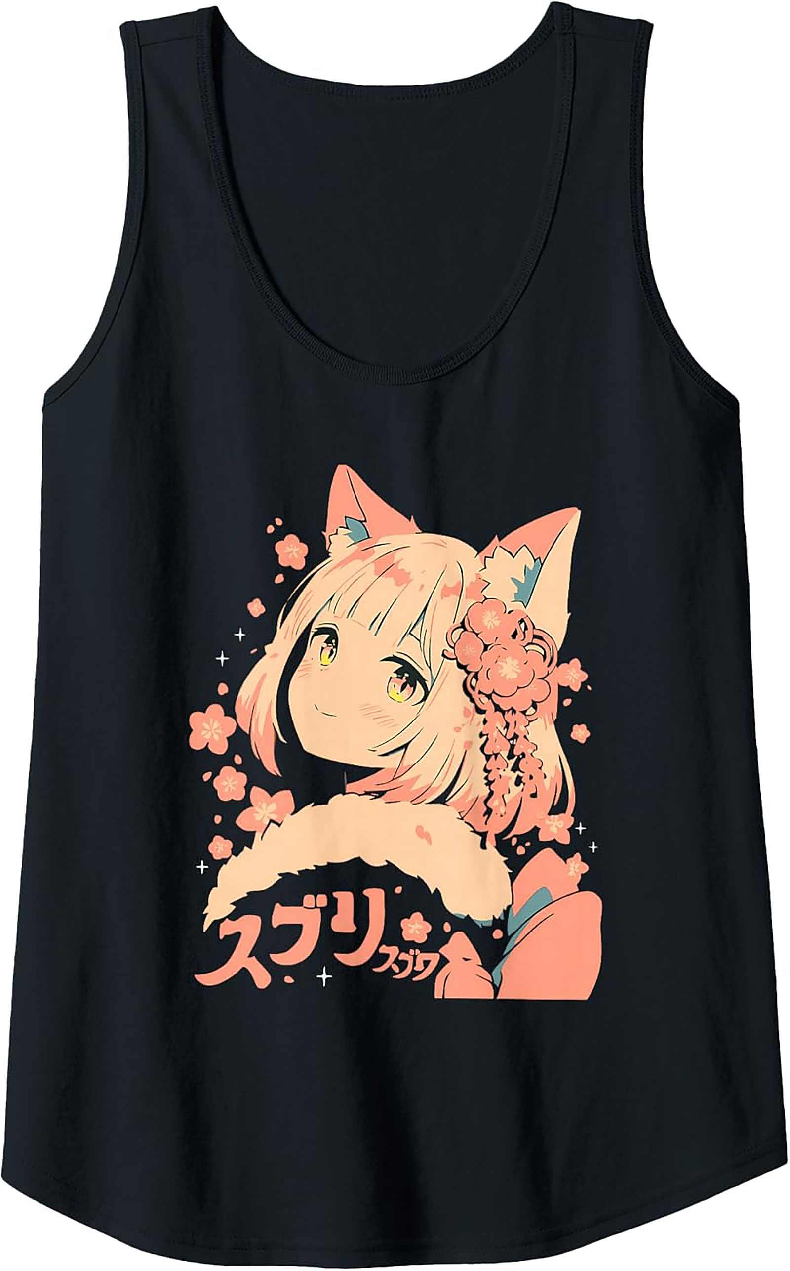 Kawaii Kitsune Anime Graphic Tank Top | Summer Sleeveless