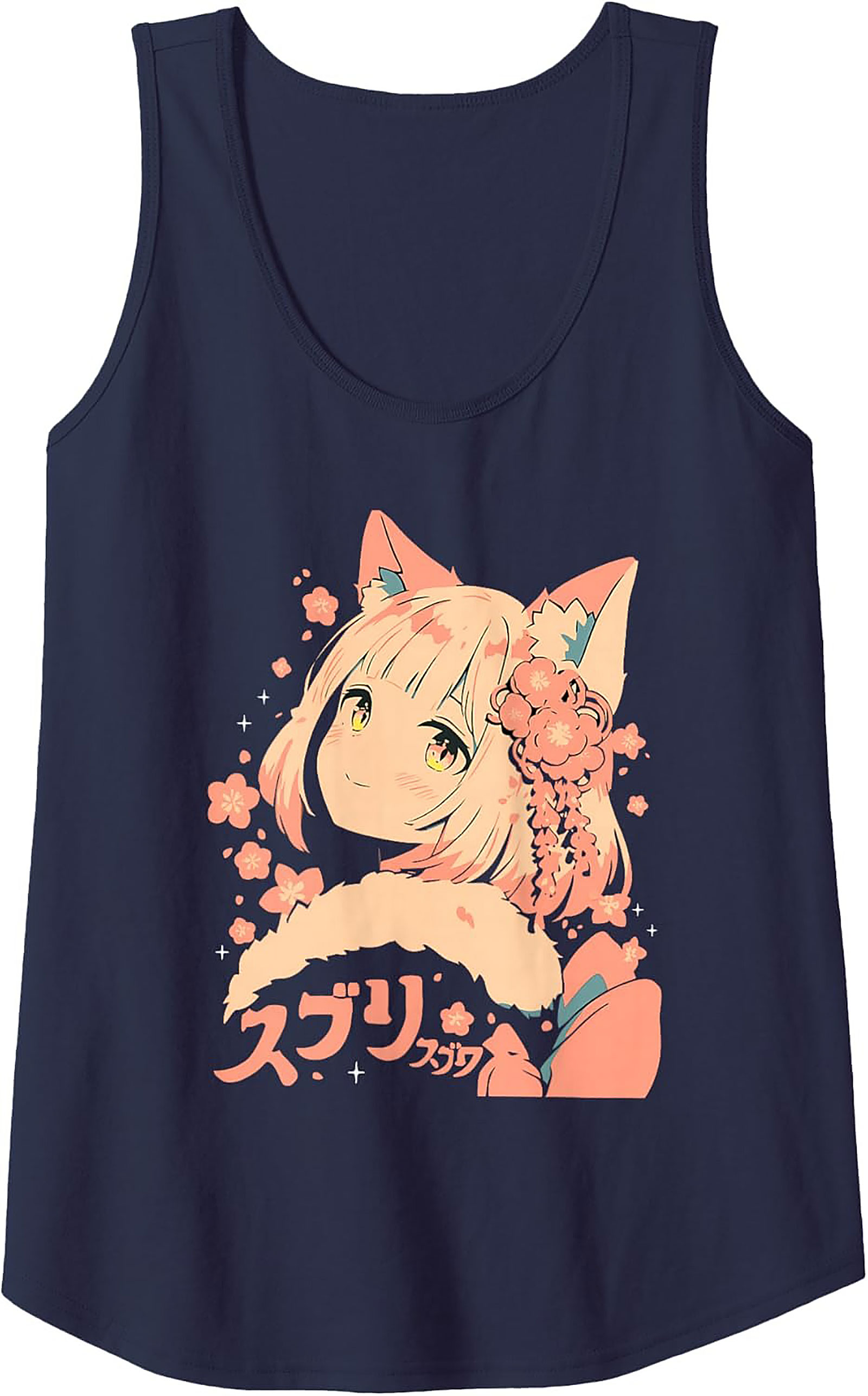 Kawaii Kitsune Anime Graphic Tank Top | Summer Sleeveless